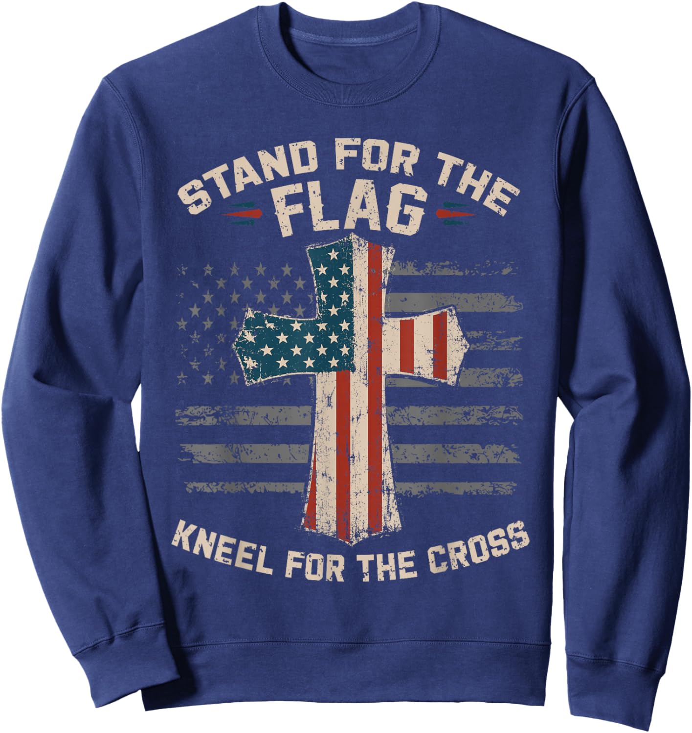 USA Flag Religious Patriotic 4th of July Christian Faith Men Sweatshirt - Sweatshirt | Navy