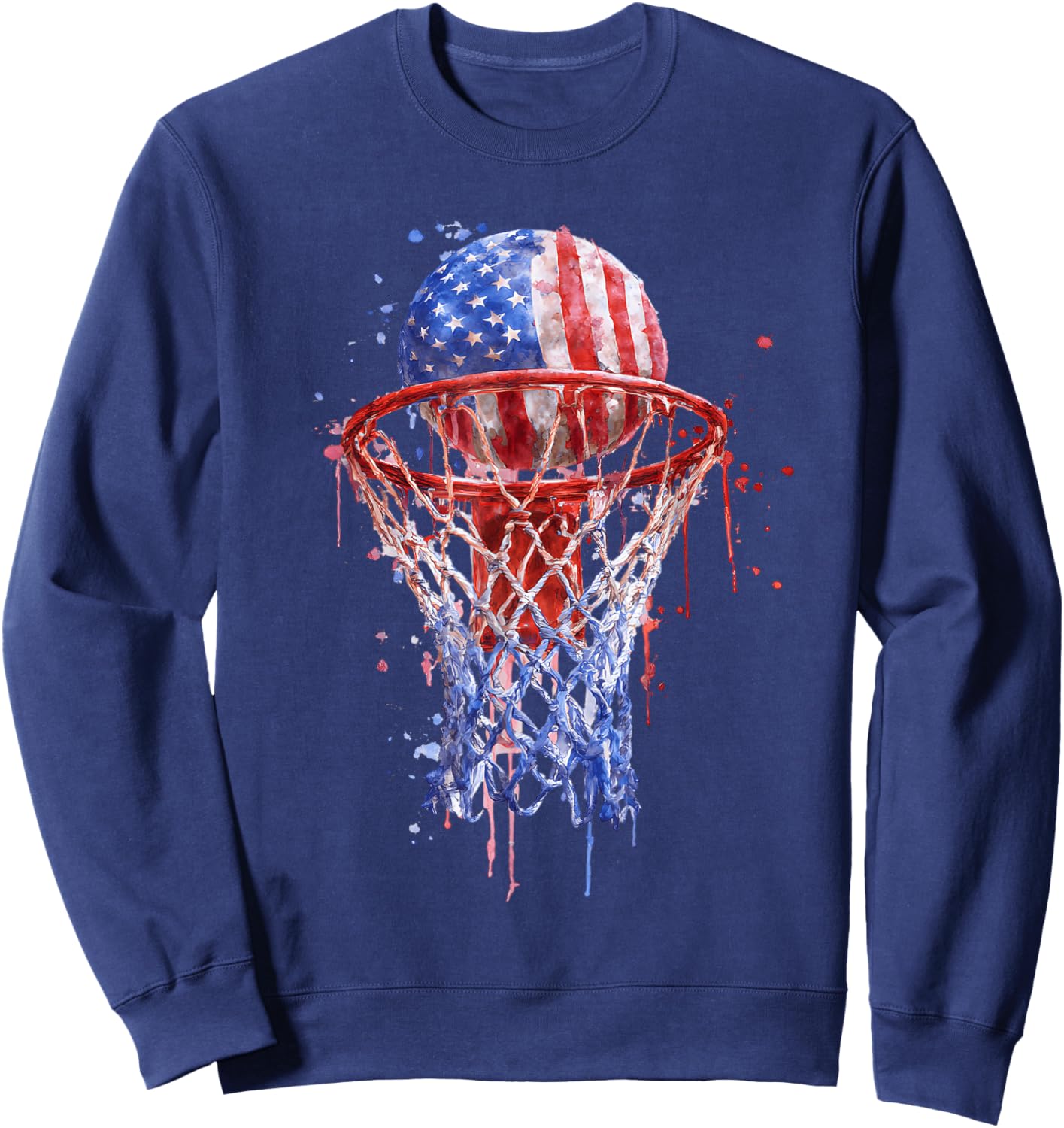 Basketball Splash Graphic Colorful Basketball Player Team Sweatshirt - Sweatshirt | Navy