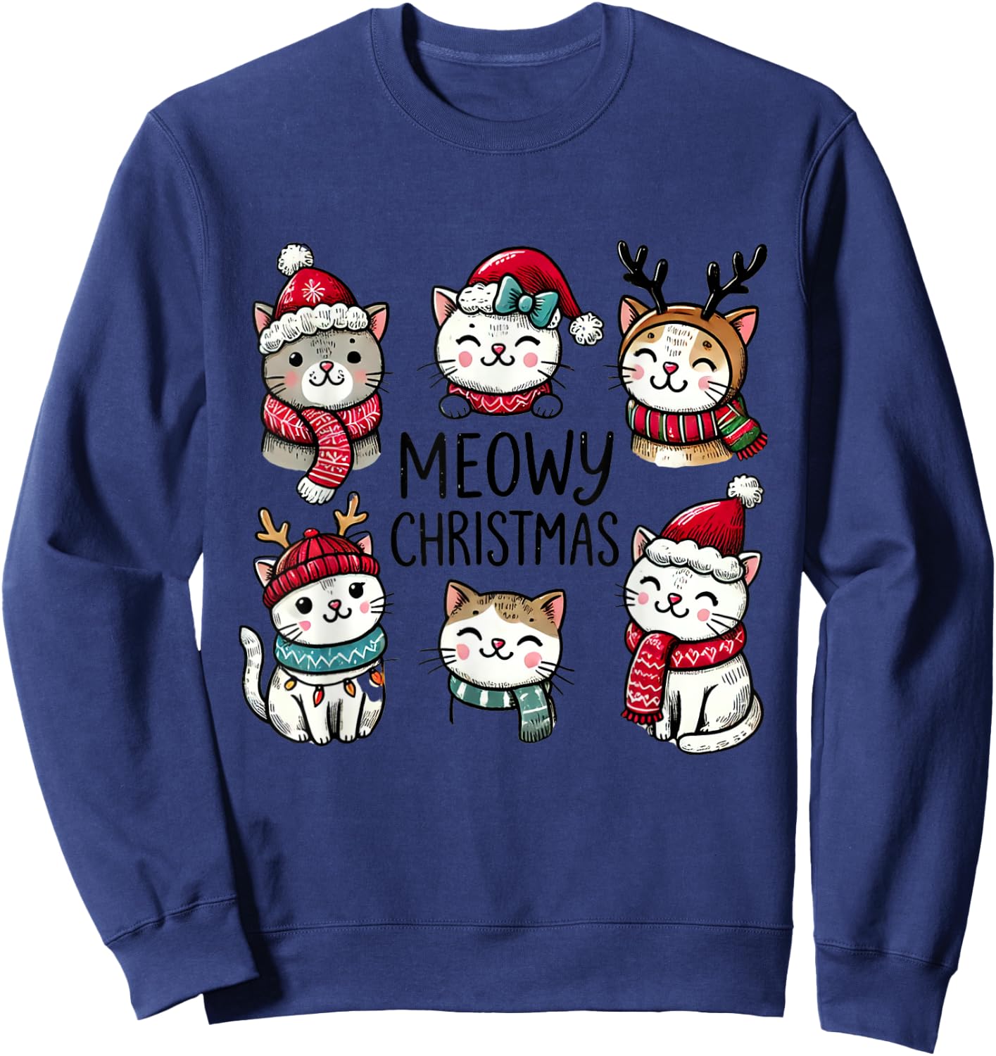 Catmas Cat Christmas Meowy Christmas Sweatshirt - Sweatshirt | Navy