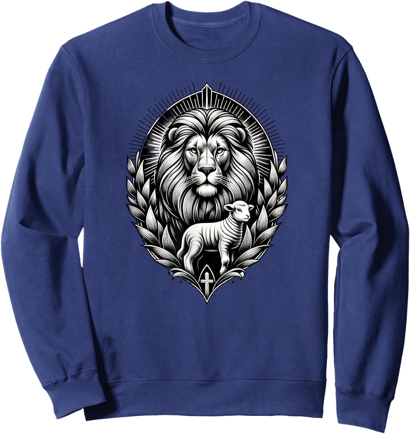 Christian Clothing Lion And Lamb Symbol Of Strength And Sweatshirt - Sweatshirt | Navy
