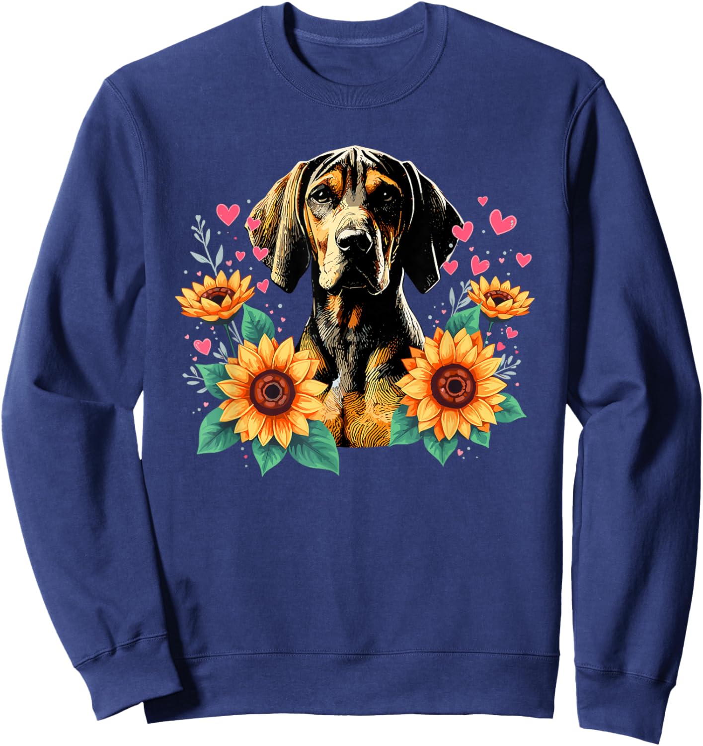 Sunflowers Plott Hound Sweatshirt - Sweatshirt | Navy