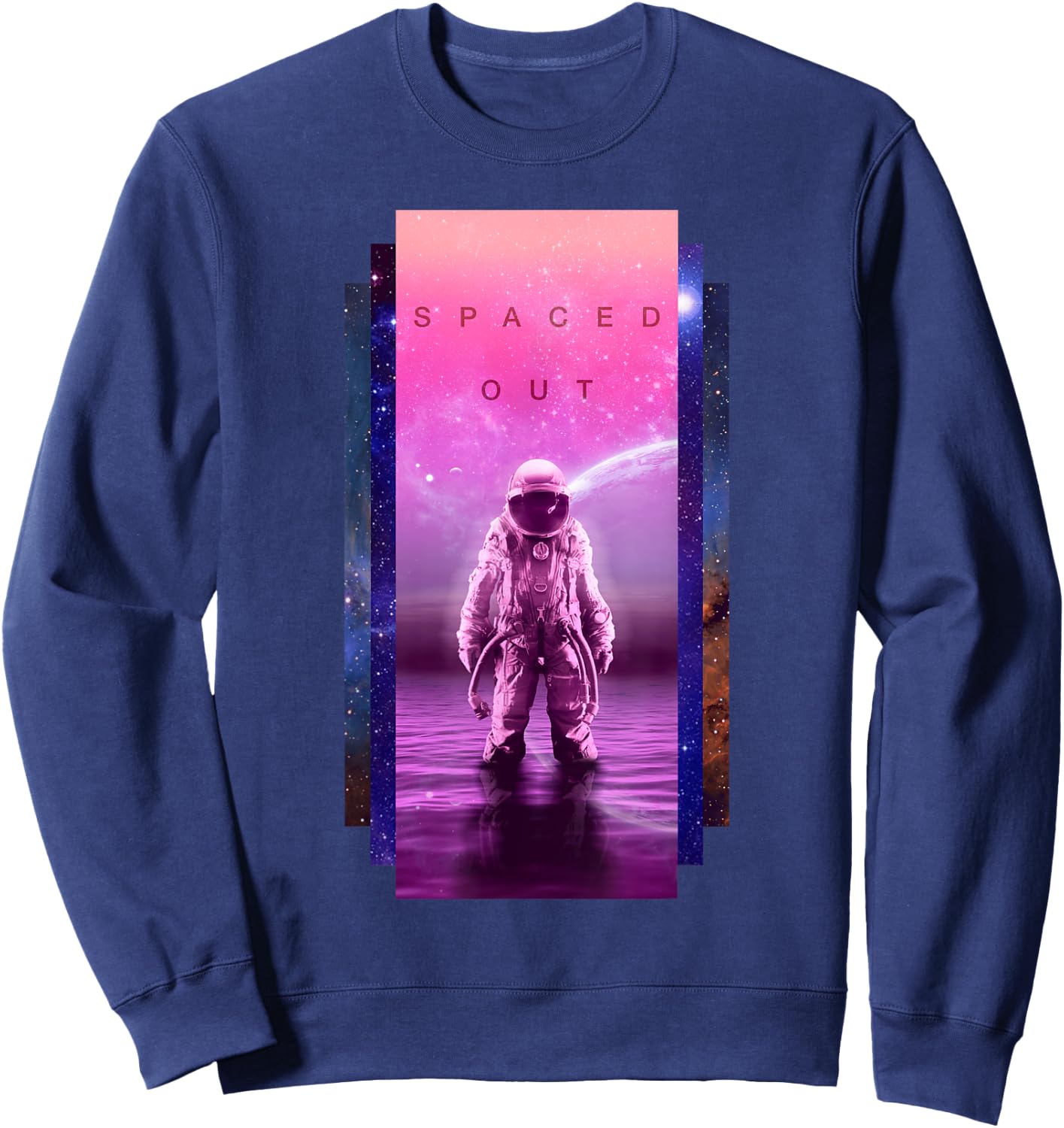 Astronaut Spaced Out Aesthetic Vaporwave - Galaxy Art Sweatshirt - Sweatshirt | Navy