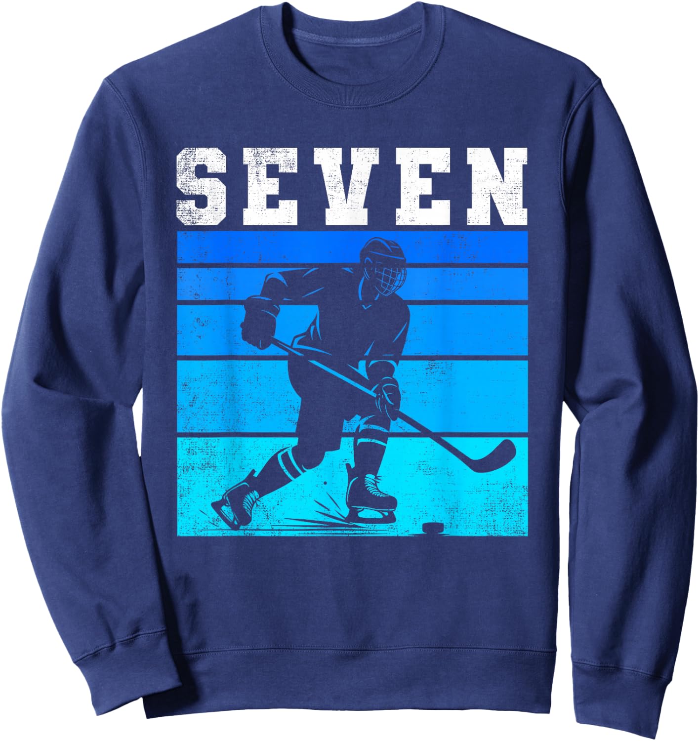 7th Birthday Ice Hockey Boys Seven Hockey Birthday Party Sweatshirt - Sweatshirt | Navy