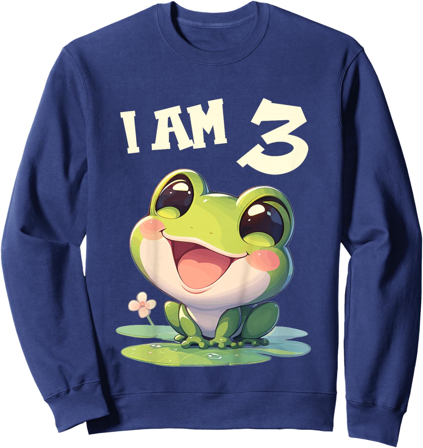 Kids 3 Years old 3 birthday Frogs Boy Girl Frog Sweatshirt - Sweatshirt | Navy
