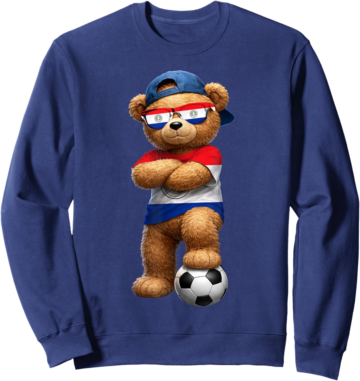 Paraguayan Flag Teddy Player Sports Outfit for Paraguay Sweatshirt - Sweatshirt | Navy