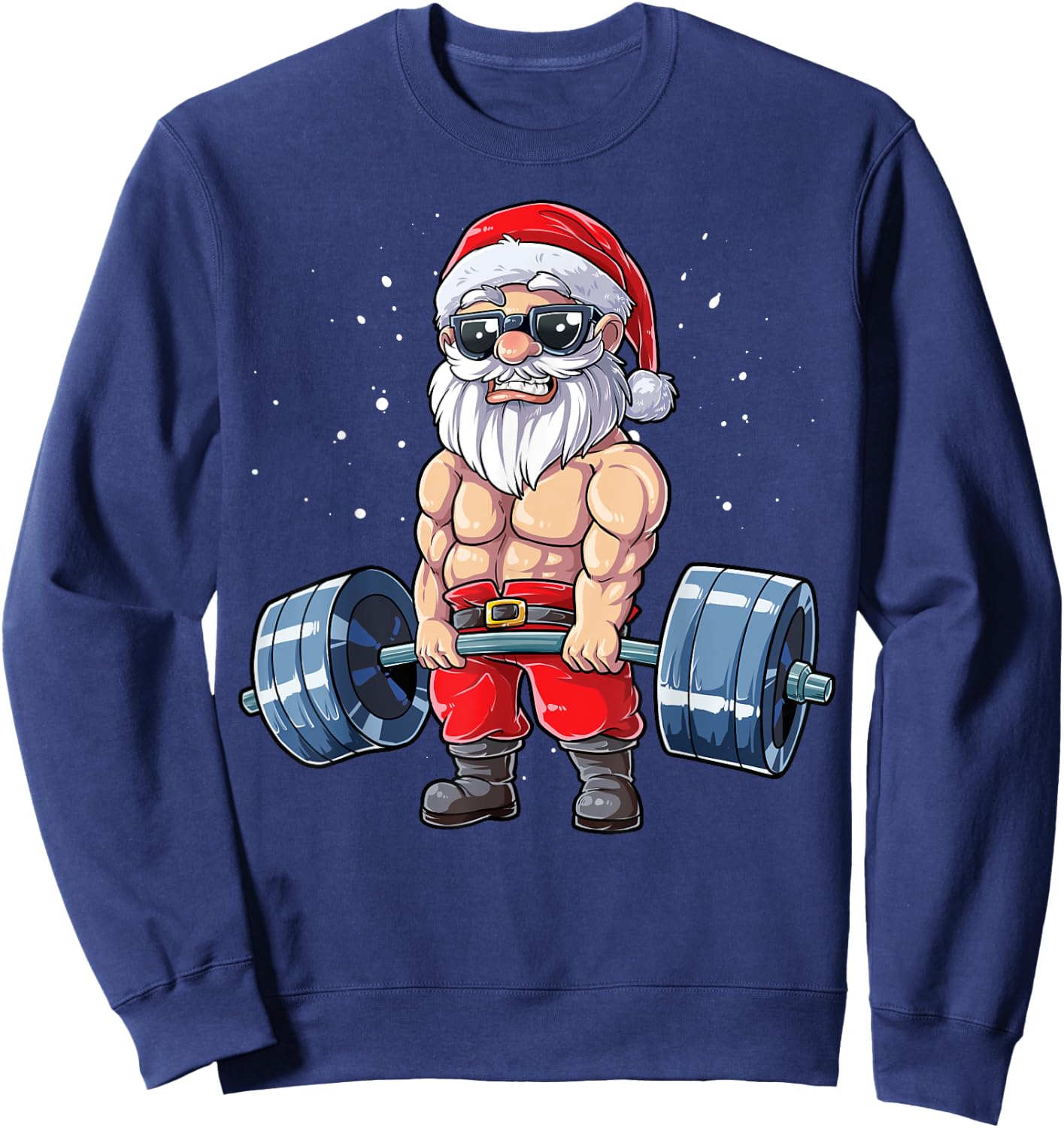 Santa Weightlifting Christmas Fitness Gym Deadlift Xmas Men Sweatshirt - Sweatshirt | Navy