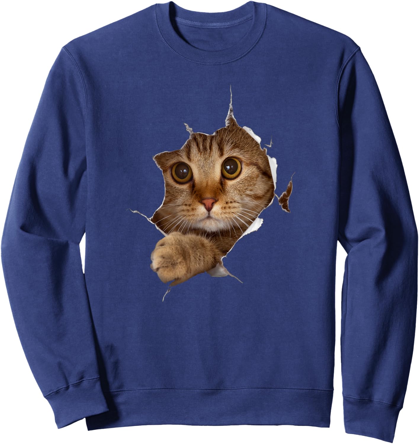 Sweet Kitten Torn Cloth - Funny Cat Lover Cat Owner Cat Lady Sweatshirt - Sweatshirt | Navy