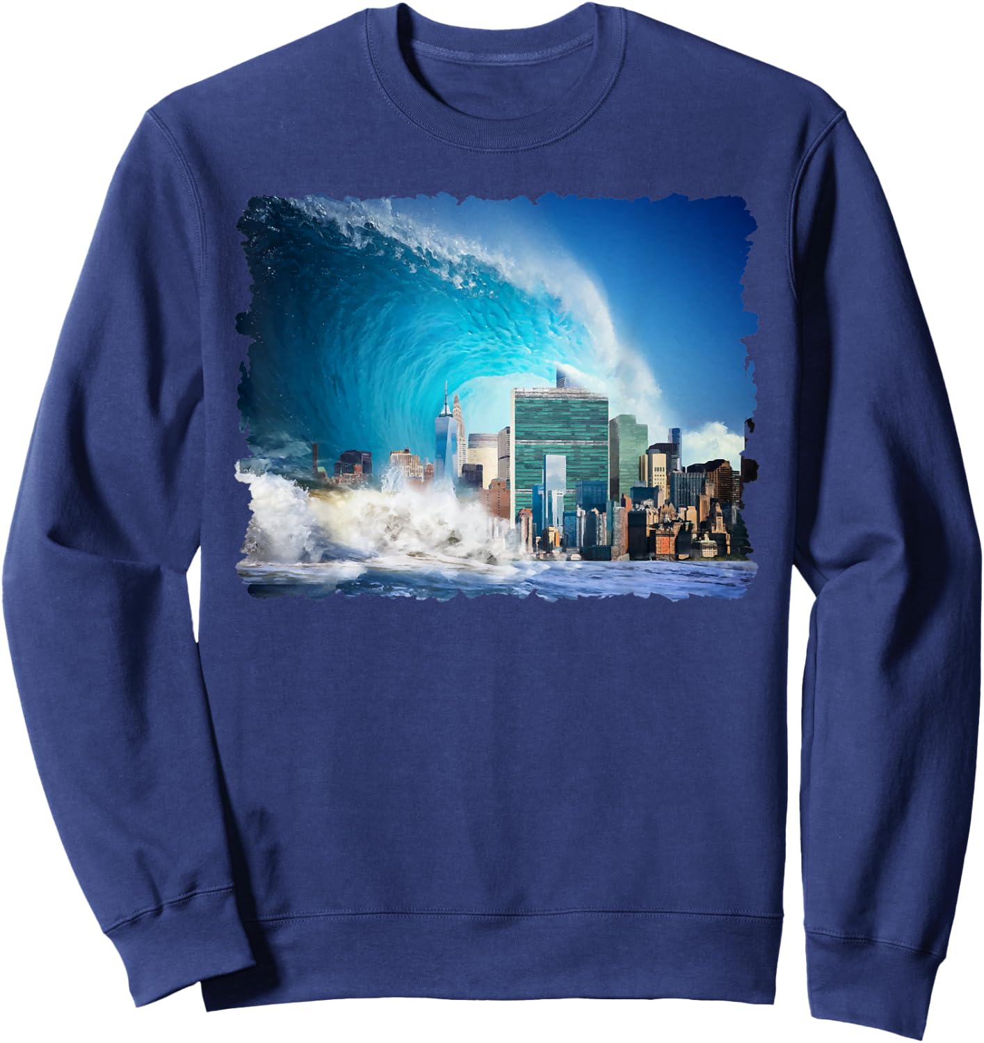 Tsunami Apocalypse New York Cool Gift Sweatshirt - Sweatshirt | Navy