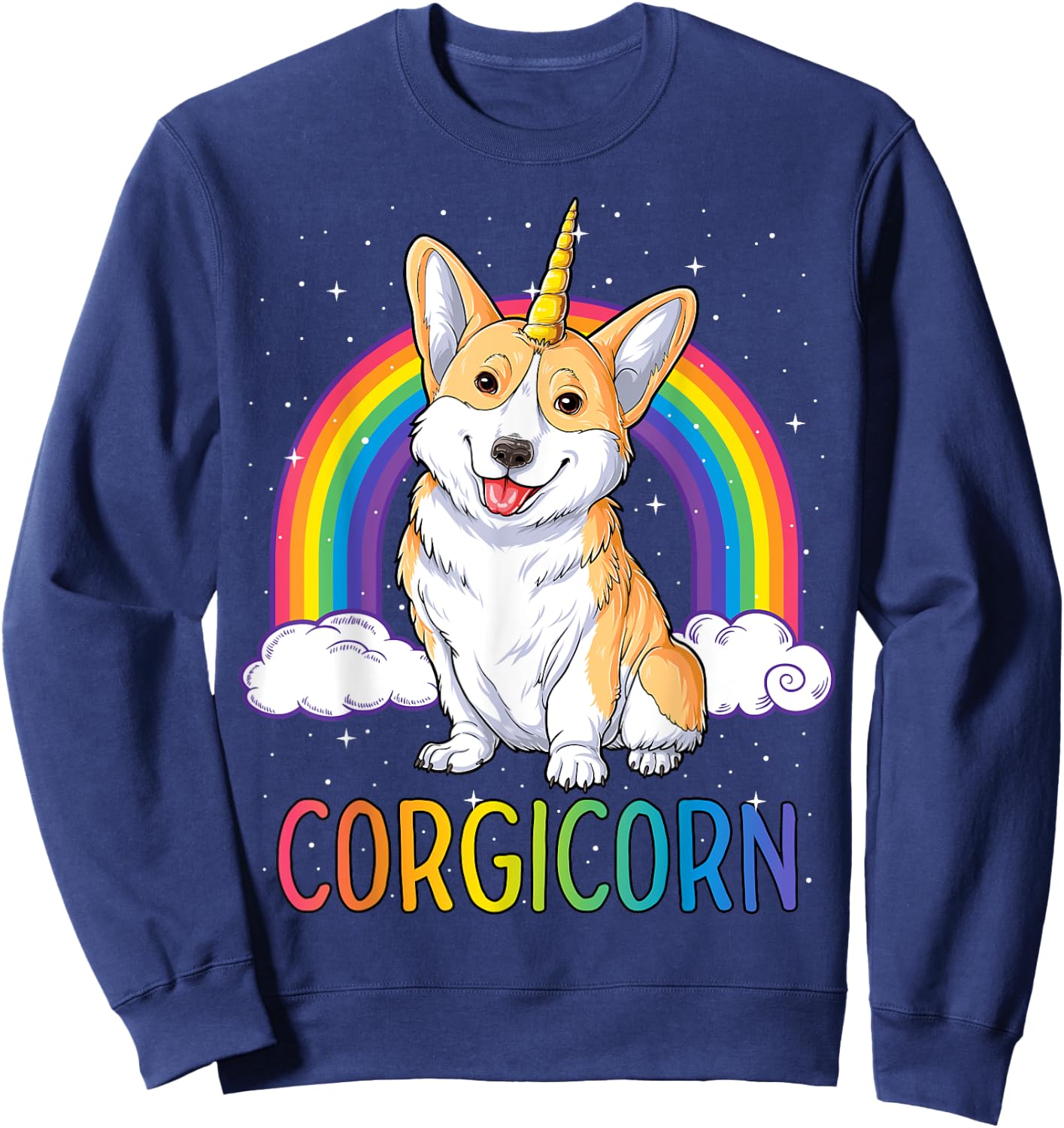 Corgicorn Corgi Unicorn T shirt Girls Space Galaxy Rainbow Sweatshirt - Sweatshirt | Navy