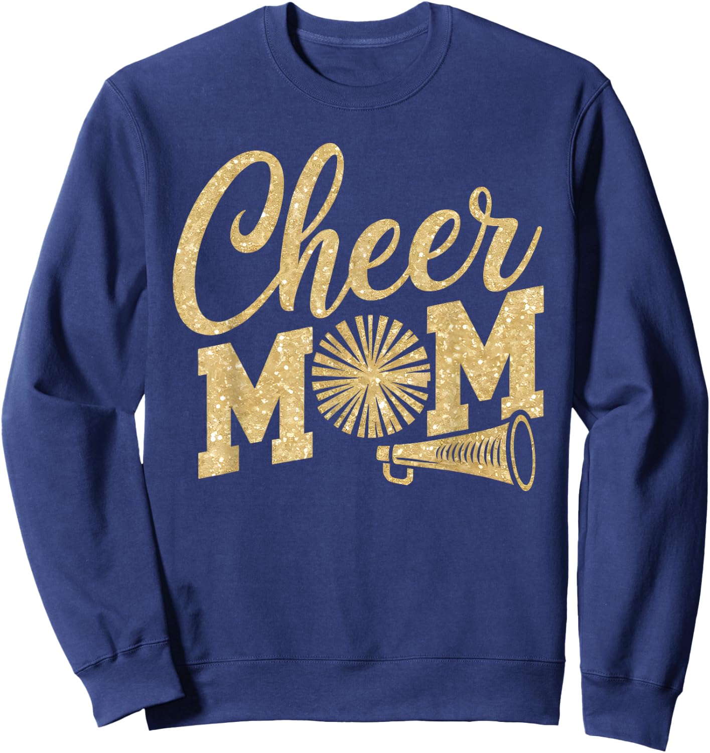 Cheer Mom Biggest Fan Cheerleader Black Yellow Gold Pom Pom Sweatshirt - Sweatshirt | Navy
