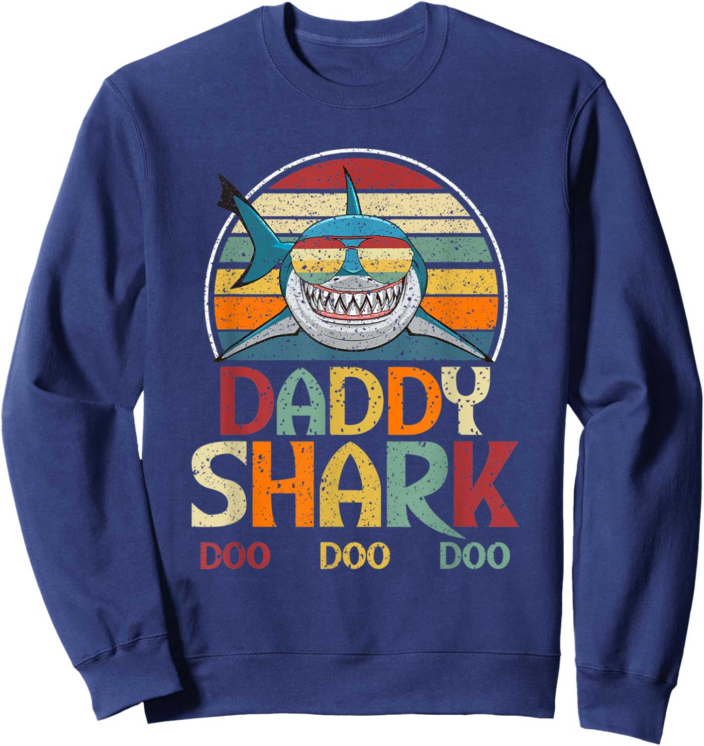 Retro Vintage Daddy Shark Gift Sweatshirt - Sweatshirt | Navy