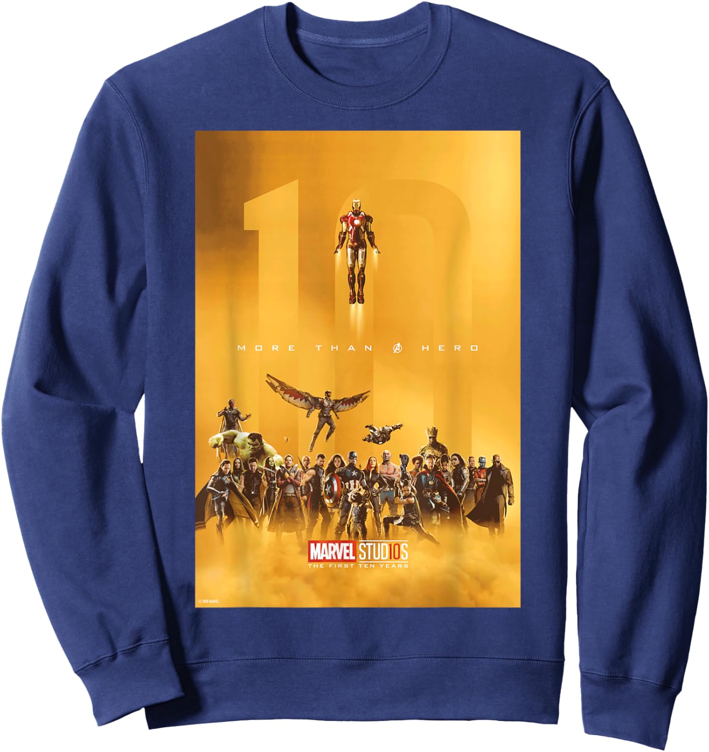 Marvel Studios 10 Years of Heroes Poster Graphic Sweatshirt - Sweatshirt | Navy