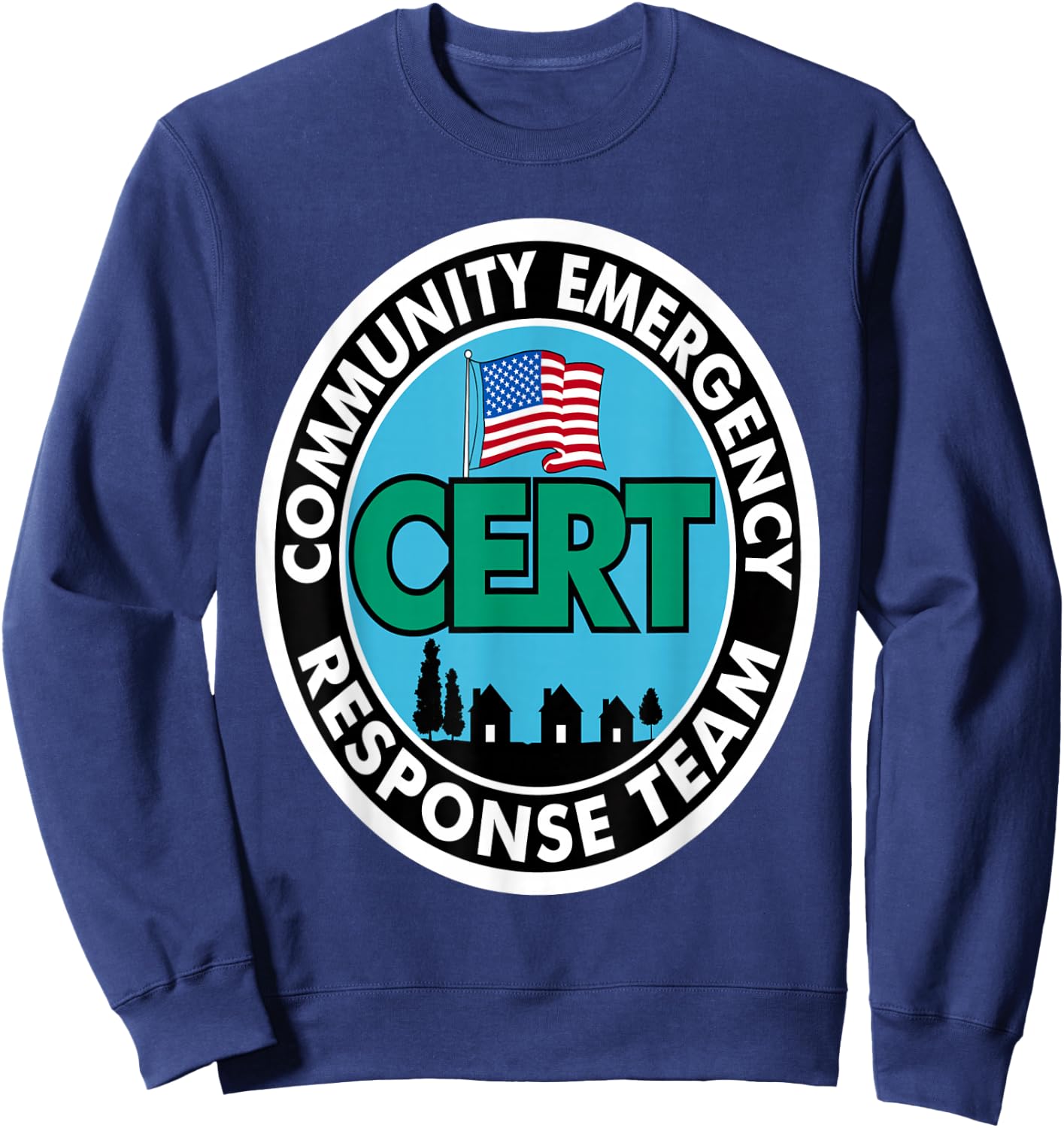 CERT Community Emergency Response Team White Front Print Sweatshirt - Sweatshirt | Navy
