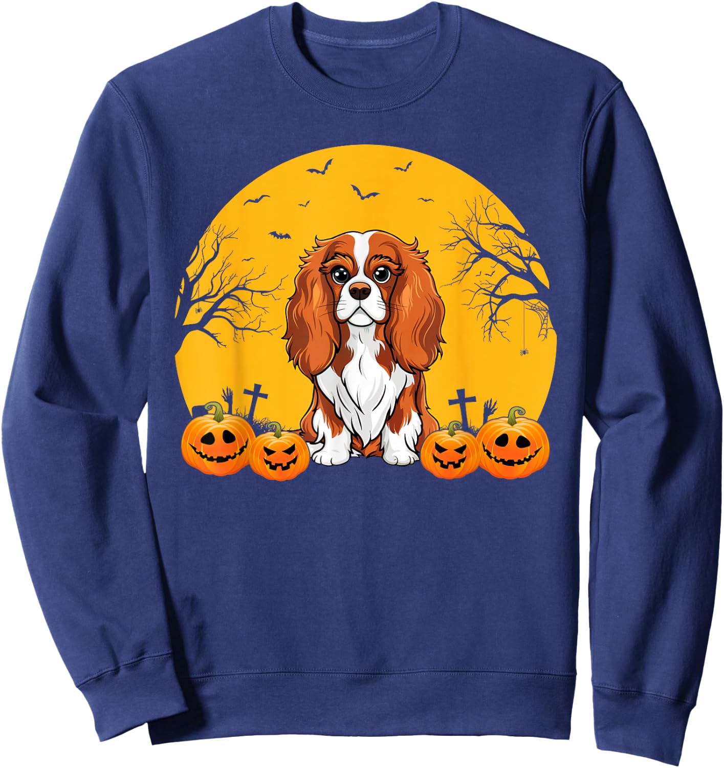 Cavalier King Charles Spaniel Dog Matching Halloween Costume Women Kids Sweatshirt - Sweatshirt | Navy