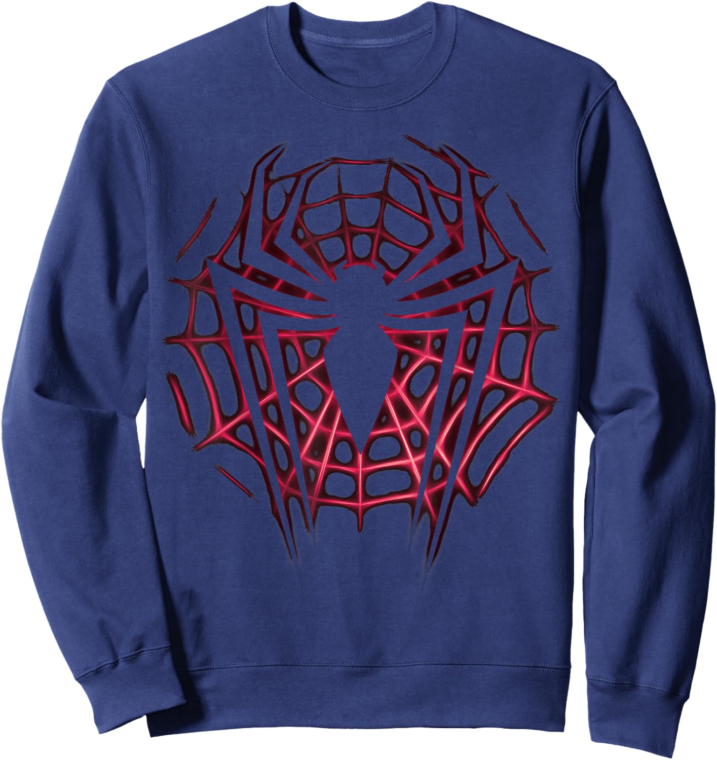 Marvel Spider-Man Silhouetted Long-Legged Logo Web Glow Sweatshirt - Sweatshirt | Navy