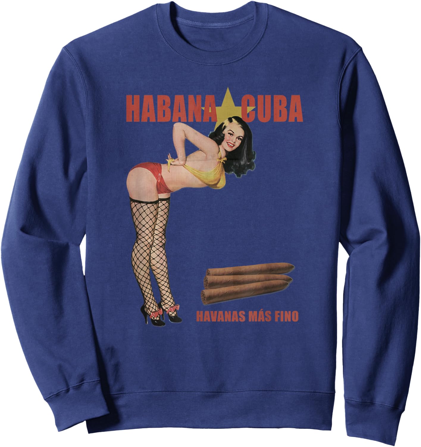 Havanas Mas Fino de Cuba Cigar Pinup Sweatshirt - Sweatshirt | Navy