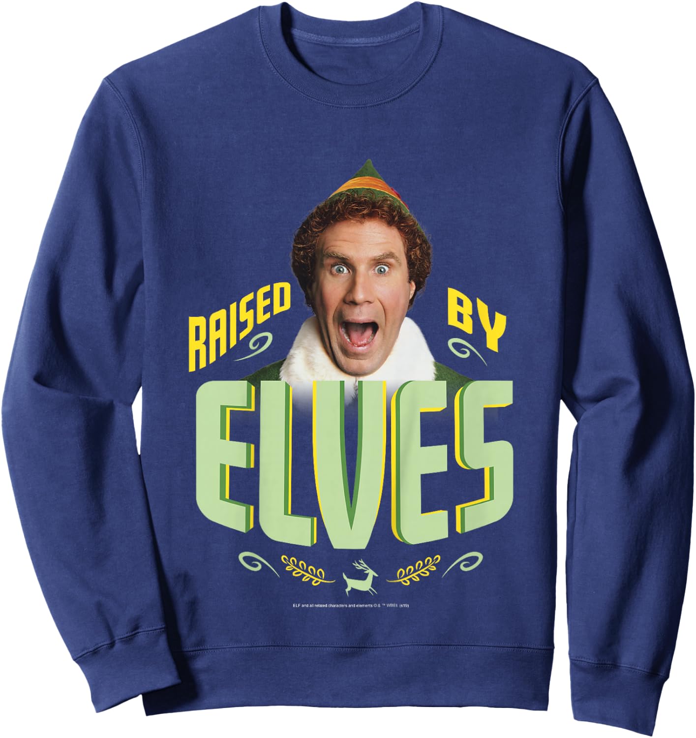 Kids Elf Buddy Raised By Elves Screaming Portrait Sweatshirt - Sweatshirt | Navy
