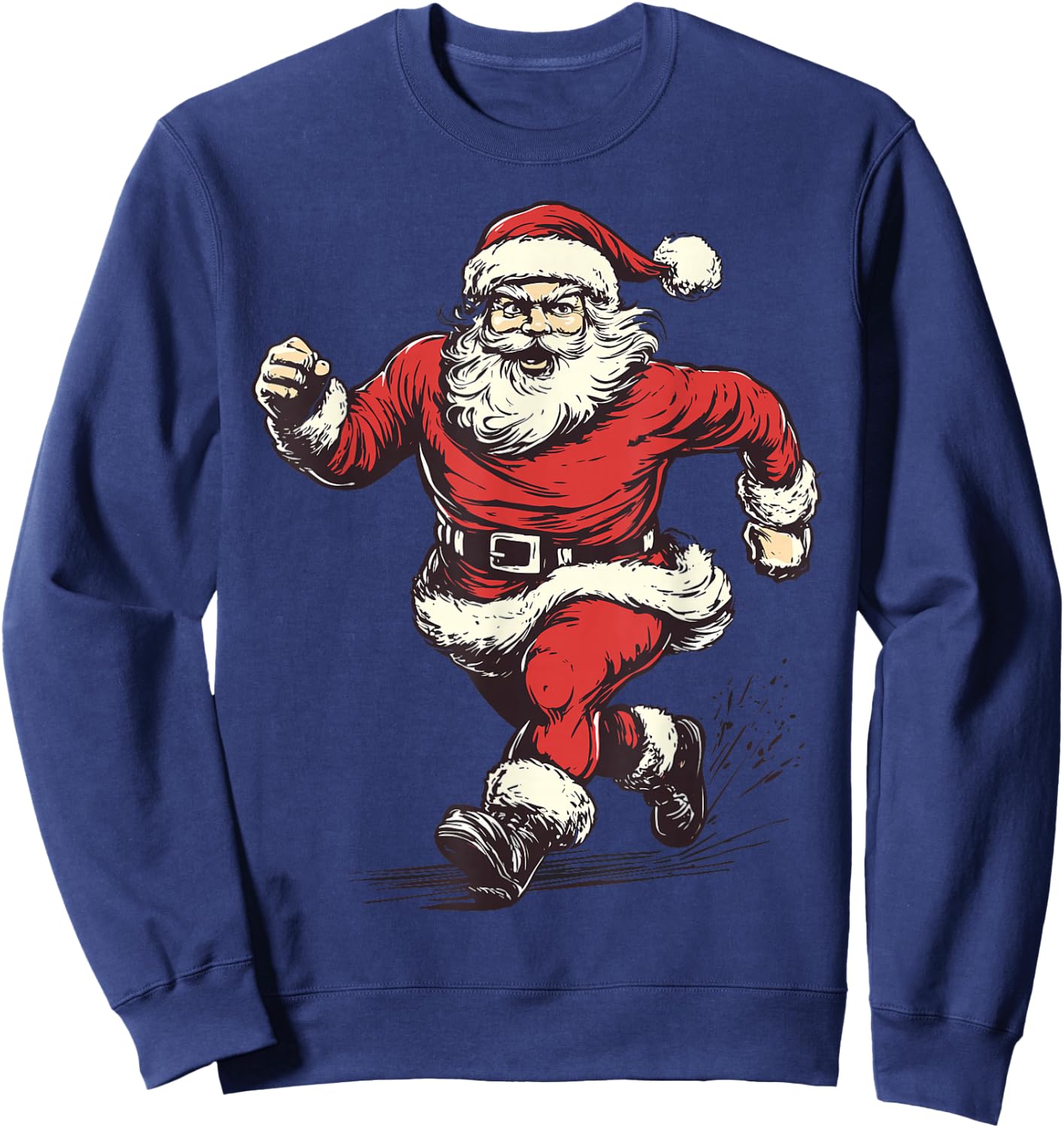 Santa Running Funny Cross Country Runner Christmas Pajama Sweatshirt - Sweatshirt | Navy