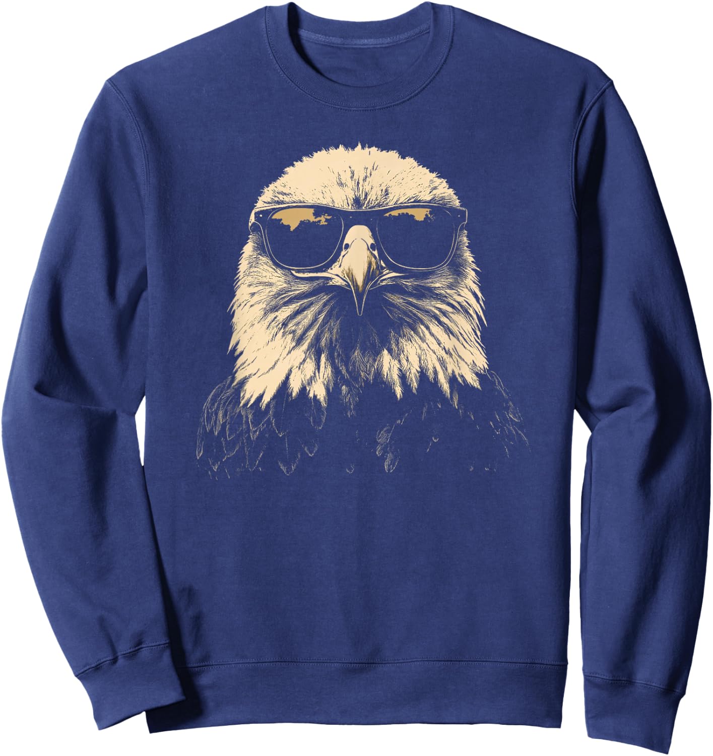 American Bald Eagle Sunglasses Wildlife Patriotic Graphic Sweatshirt - Sweatshirt | Navy