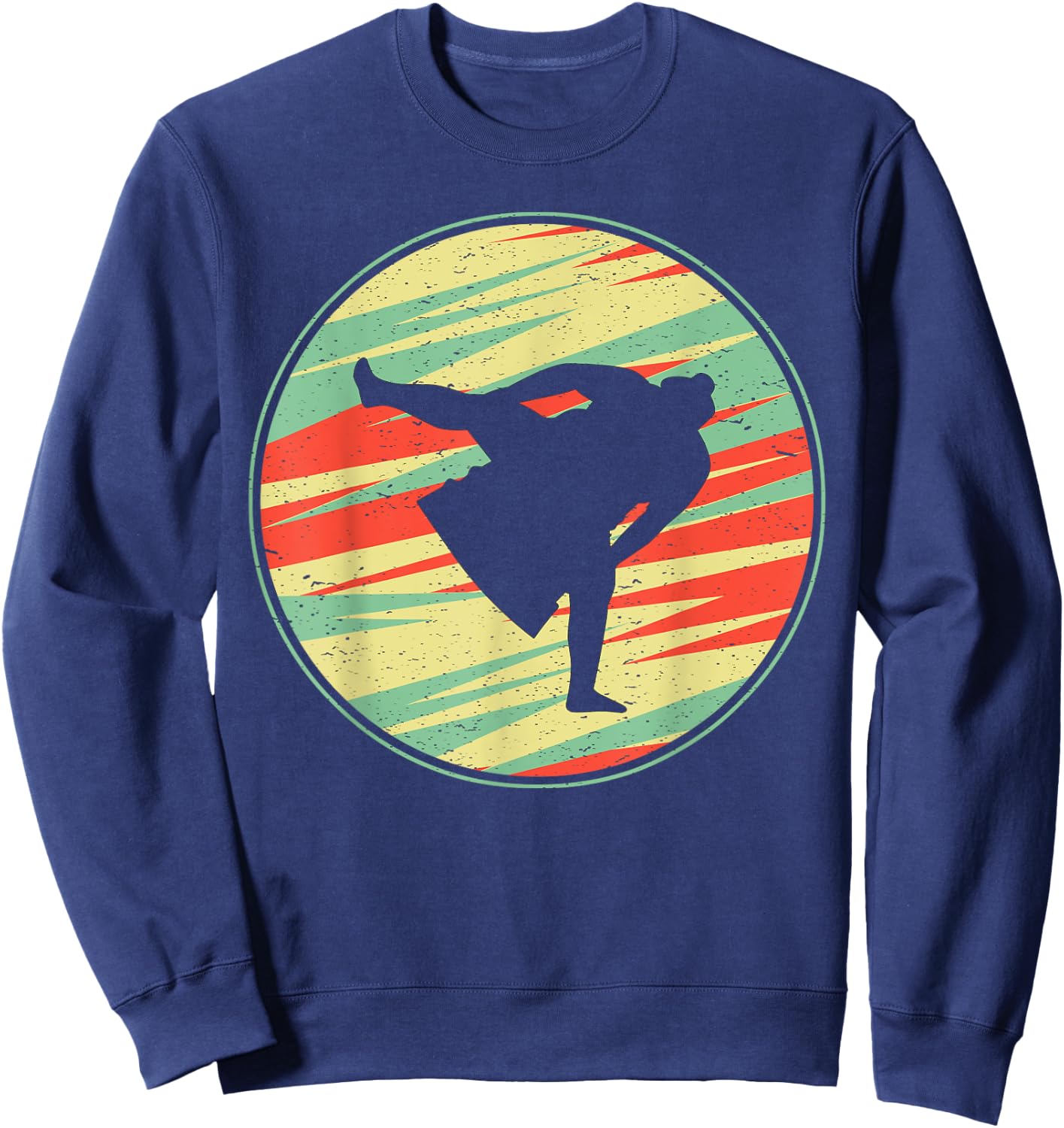 Sumo Shirt Retro Vintage 70s Silhouette Gift Sweatshirt - Sweatshirt | Navy
