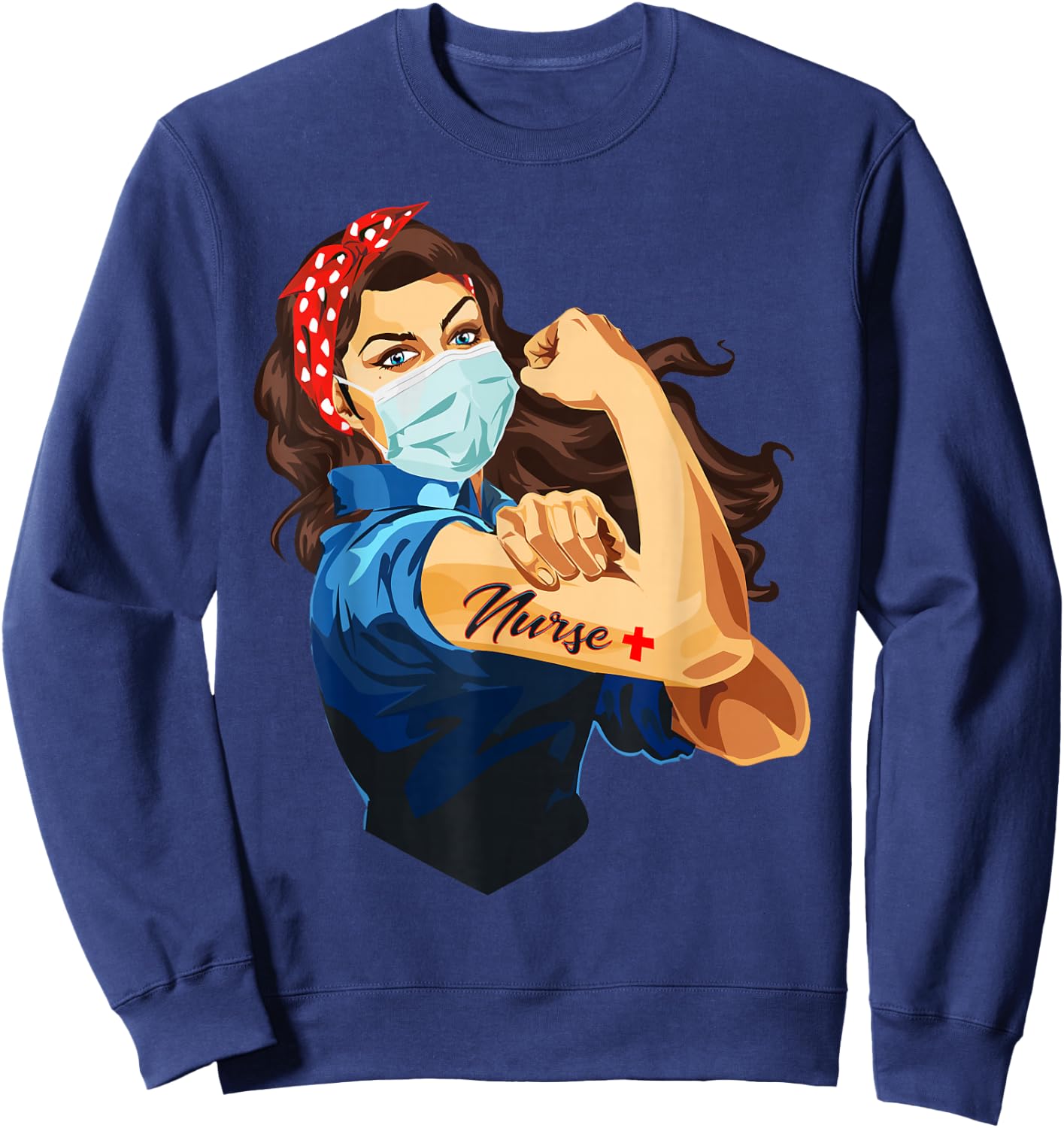 Rosie The Riveter - Woman Nurse Sweatshirt - Sweatshirt | Navy