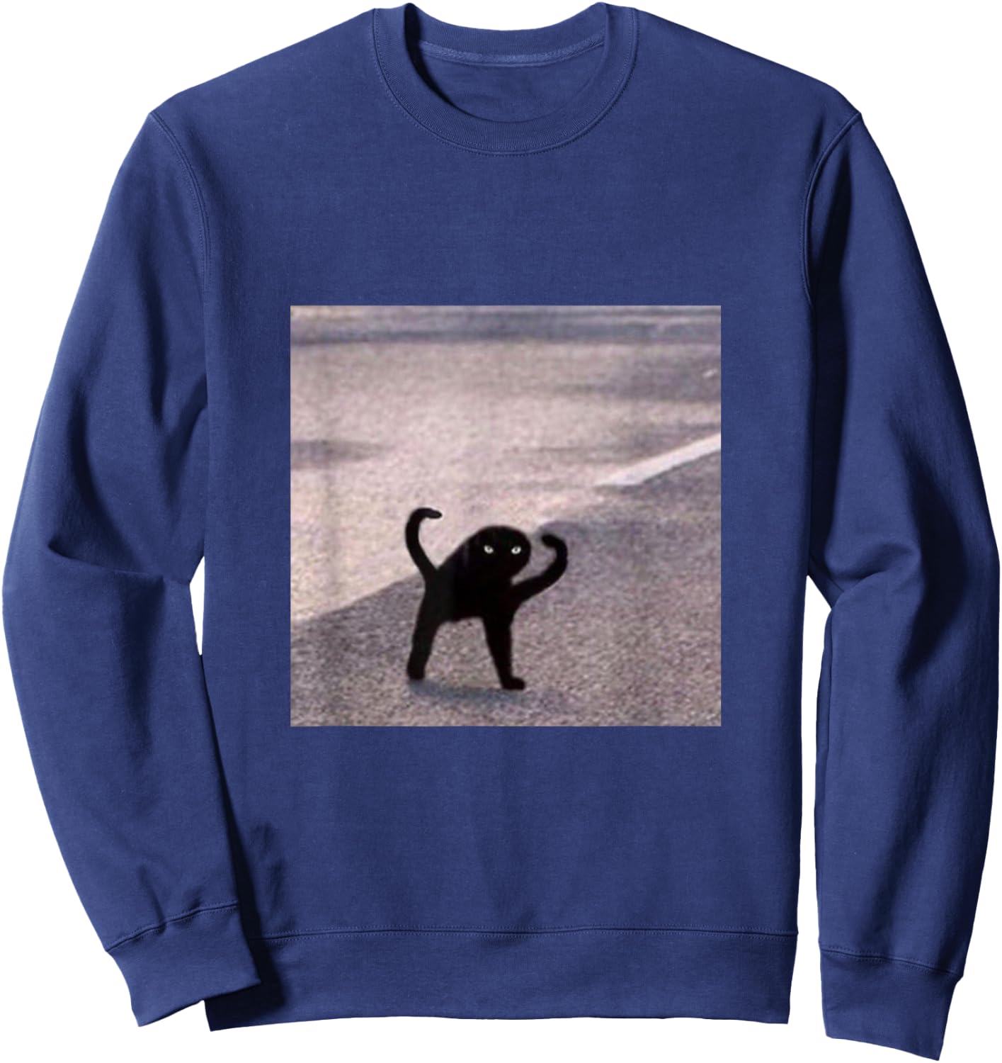 Cursed Cat Black Meme Funny Internet Viral Joke Pun Gift Sweatshirt - Sweatshirt | Navy