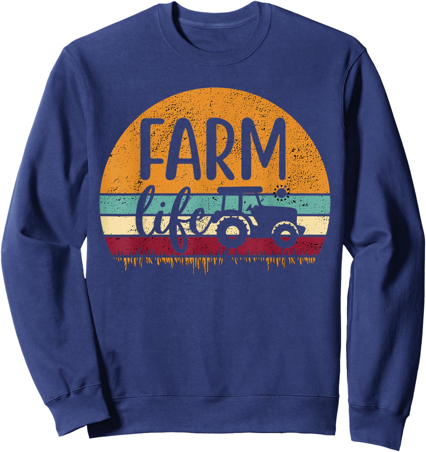 Retro Vintage Farm Life Farming Tractor Family Farmer Gift Sweatshirt - Sweatshirt | Navy