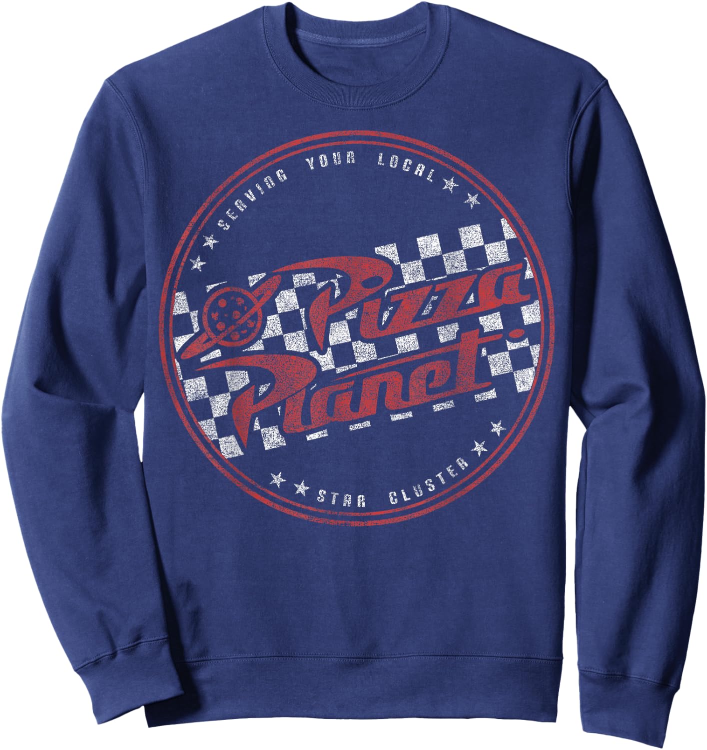 Disney Pixar Toy Story Pizza Planet Checkered Logo Sweatshirt - Sweatshirt | Navy