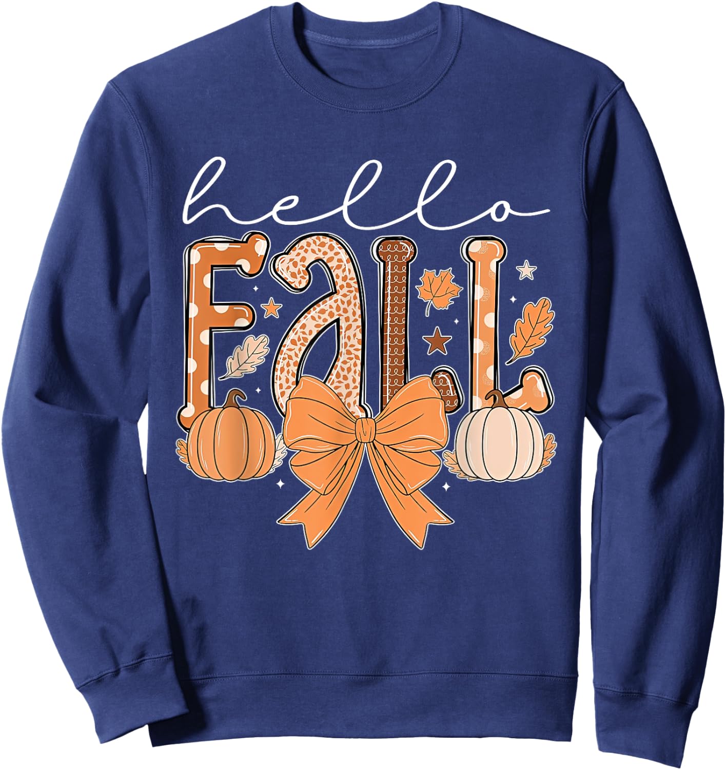 Hello Fall Autumn Vibes Thanksgiving Holiday Men Women Kids Sweatshirt - Sweatshirt | Navy