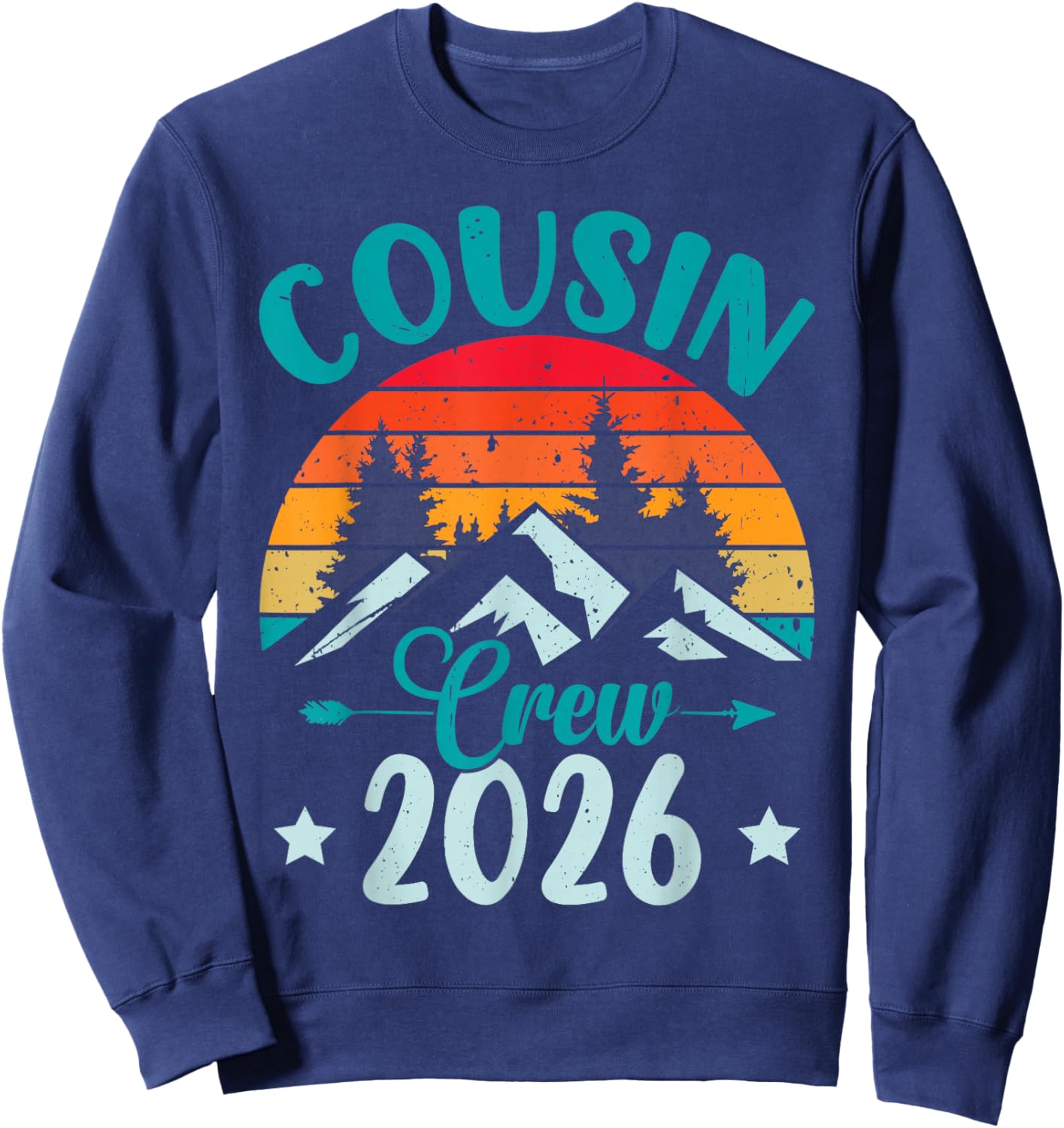 Retro Cousin Crew 2026Vacation Mountain Sweatshirt - Sweatshirt | Navy