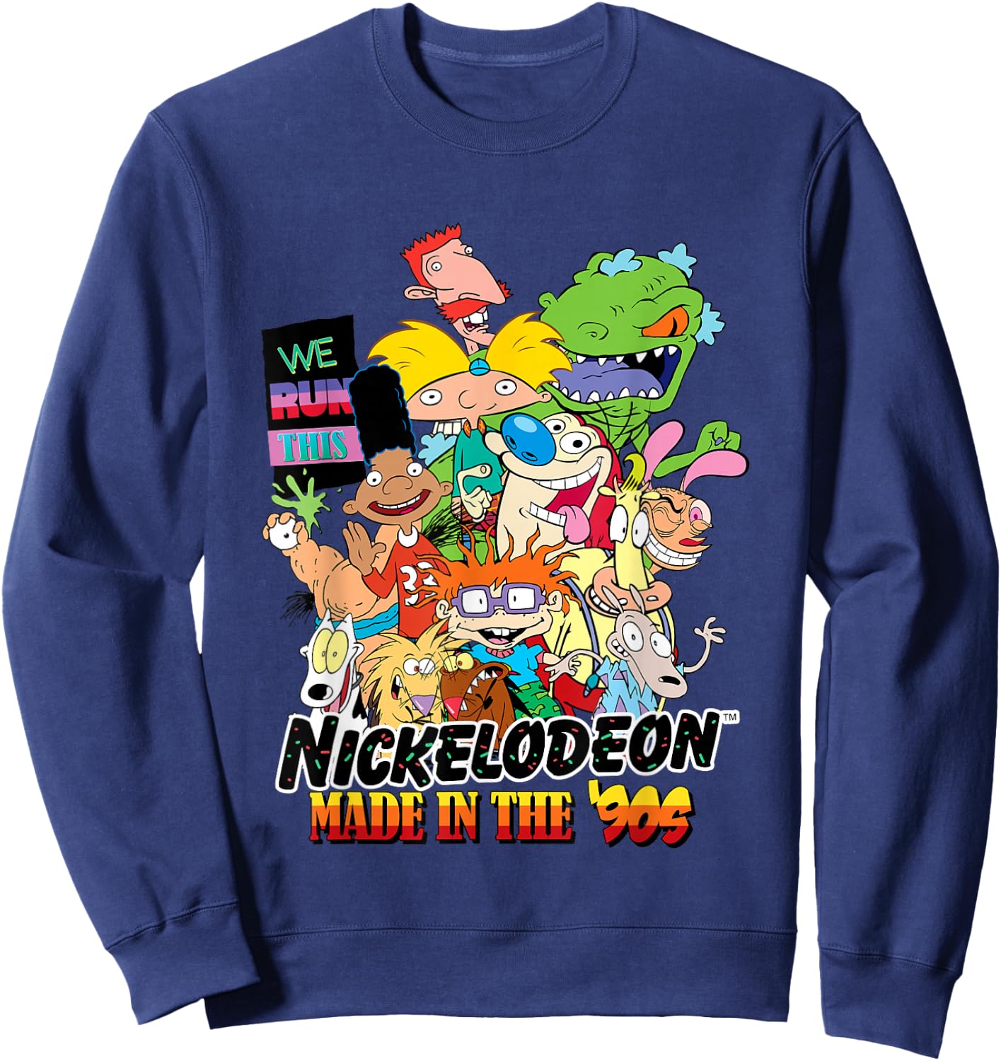 Nickelodeon Made In The 90's Multi Franchise Group Shot Sweatshirt - Sweatshirt | Navy