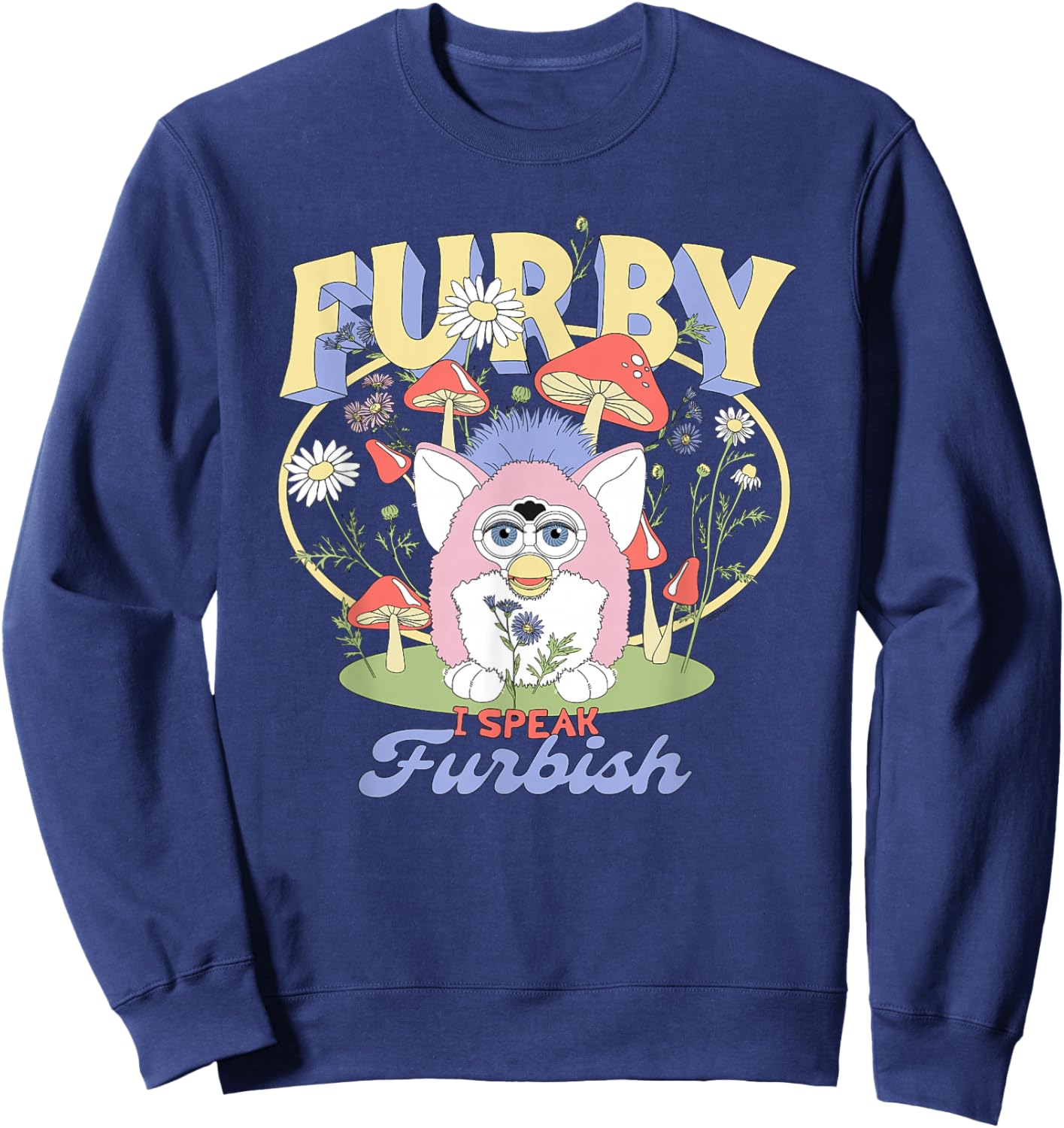 Furby Mushroom Flower Garden Sweatshirt - Sweatshirt | Navy