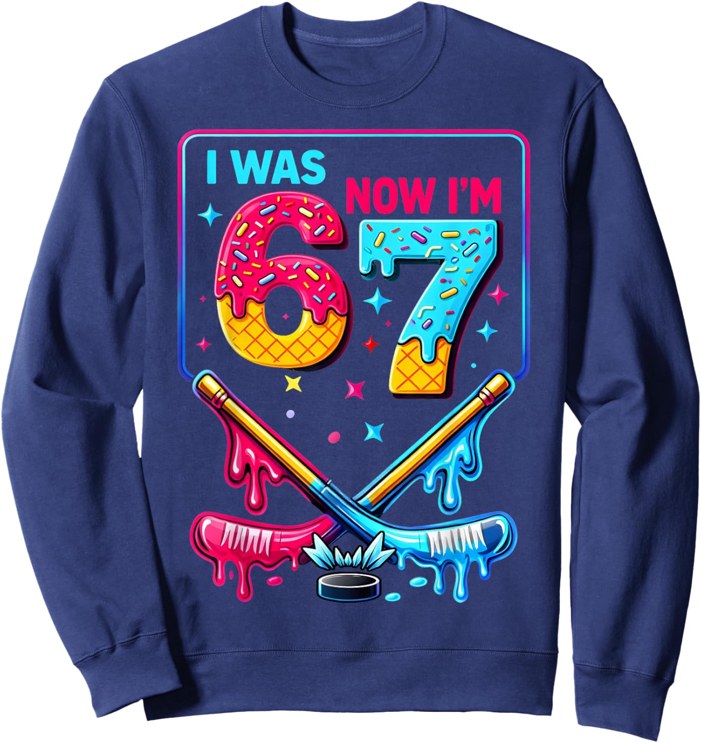 Ice Hockey I was 6 Now I'm 7 Birthday Boys Gifts for Kids Sweatshirt - Sweatshirt | Navy