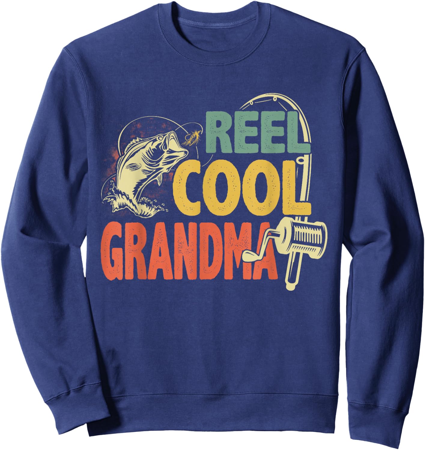 Retro Vintage Reel Cool Grandma Mothers Day Fishing Women Sweatshirt - Sweatshirt | Navy