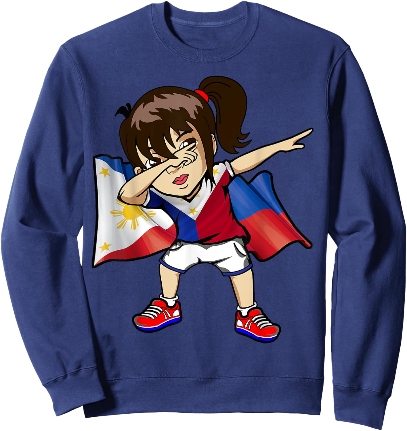 Dabbing Girl Philippine Flag Filipino Meme Jersey Dab Sweatshirt - Sweatshirt | Navy
