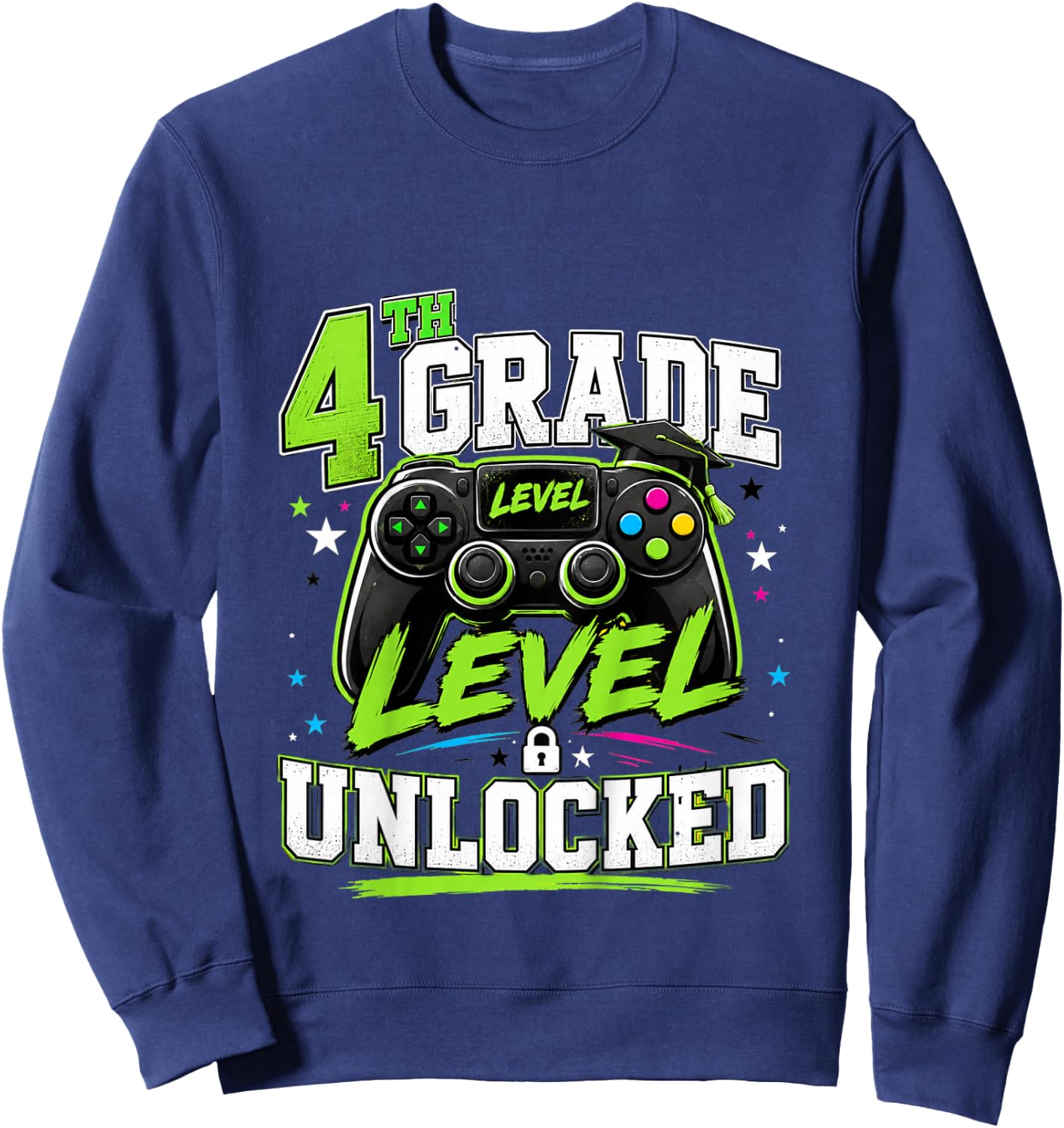 First Day of 4th Grade Boys Gaming Back to School 4th Grade Sweatshirt - Sweatshirt | Navy