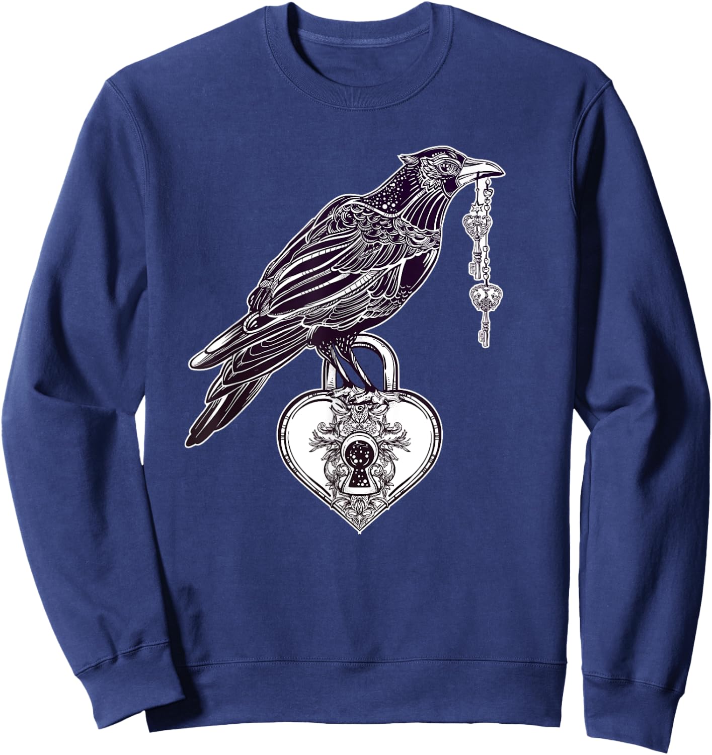 Stay Weird - Raven with Heart - Vintage Engraving Sweatshirt - Sweatshirt | Navy