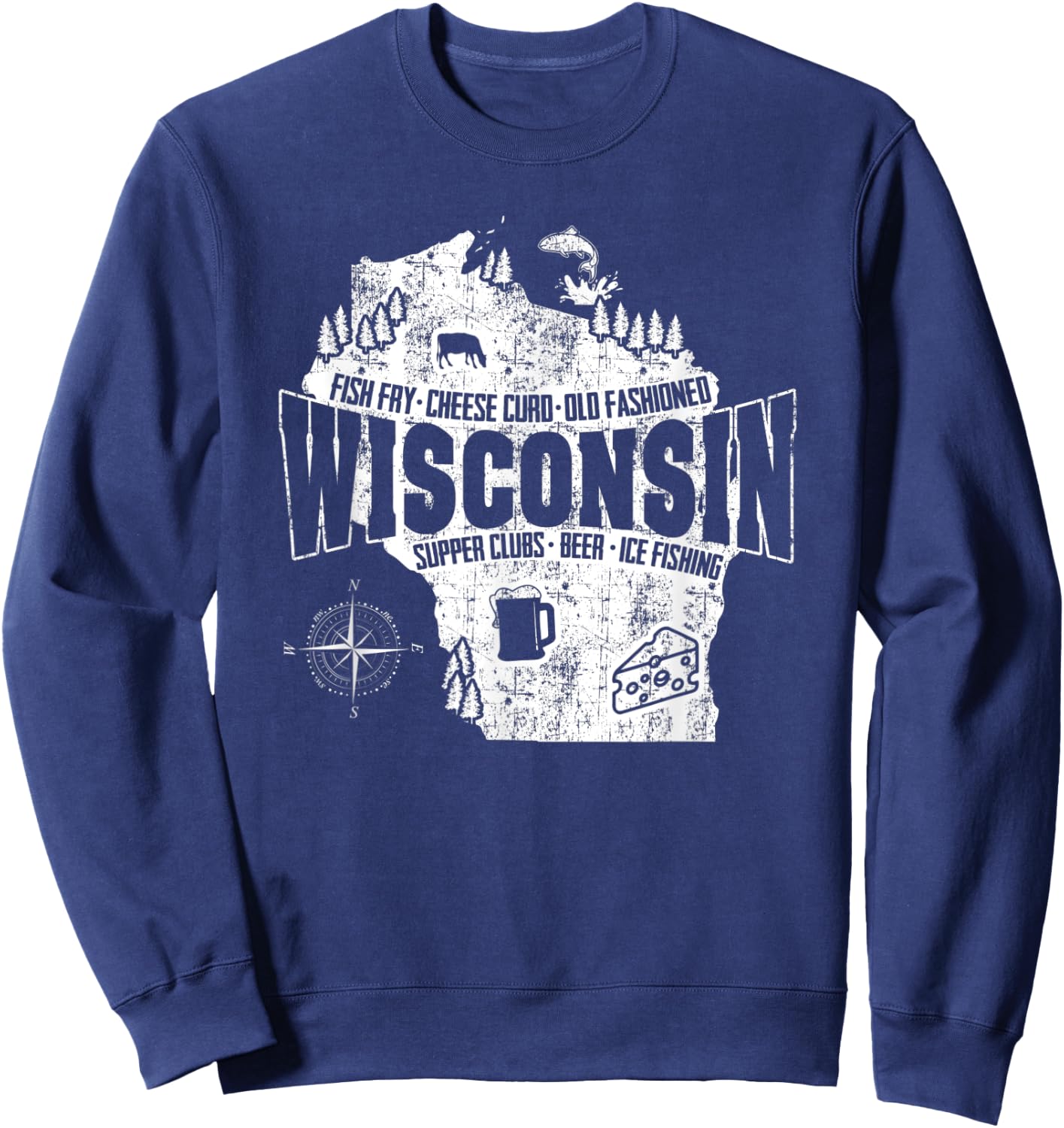 Vintage Wisconsin Shirt -I love Wisconsin Sweatshirt - Sweatshirt | Navy