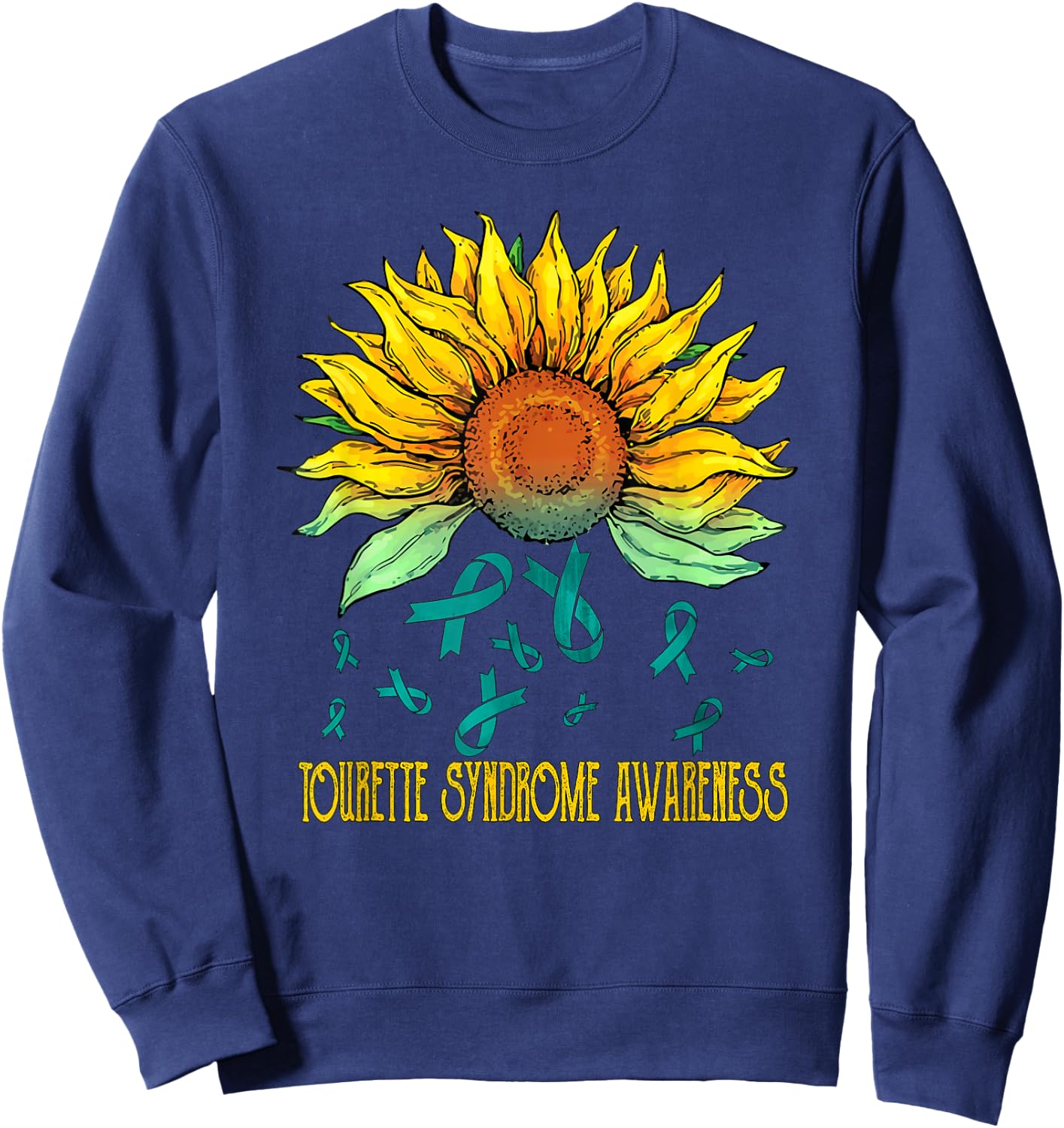 Tourette Syndrome Awareness Sunflower Sweatshirt - Sweatshirt | Navy
