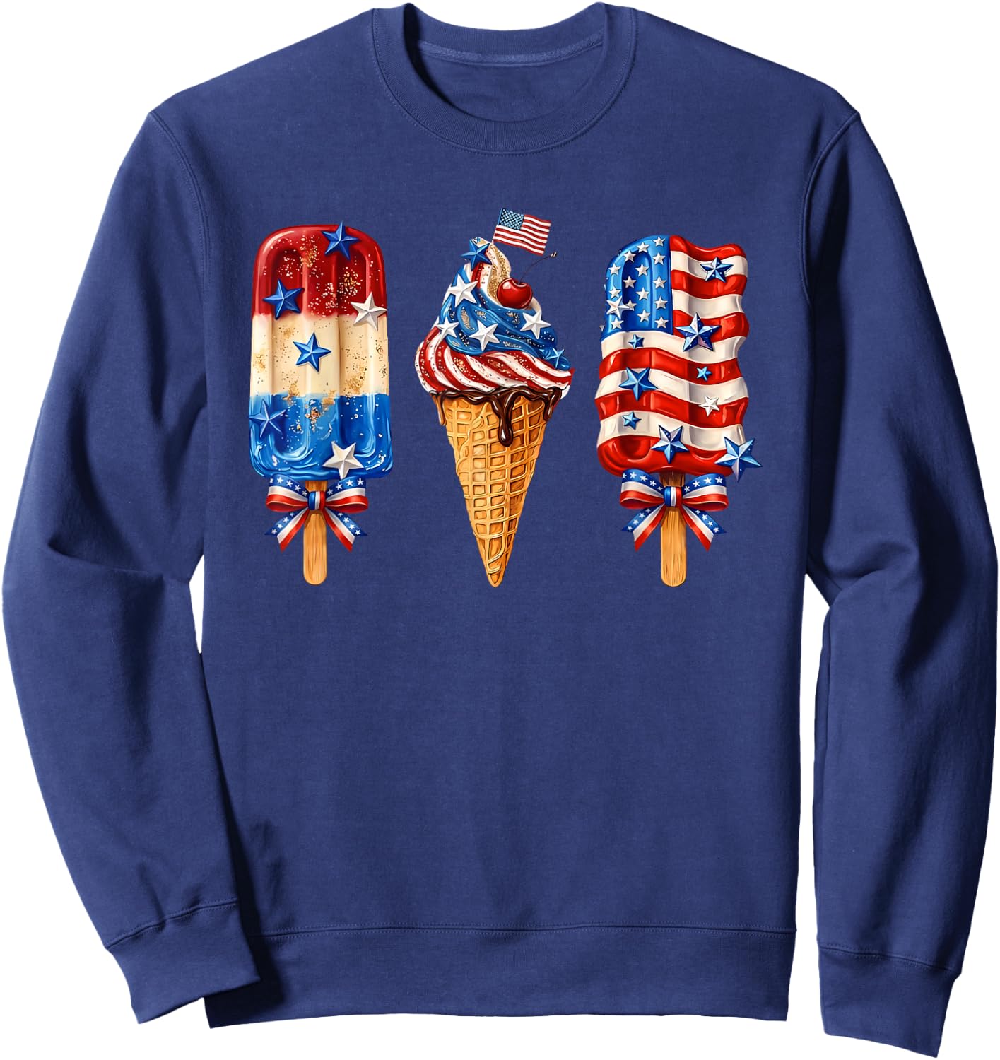 Fourth of July Ice Cream 250 Years Patriotic Popsicle Sweatshirt - Sweatshirt | Navy