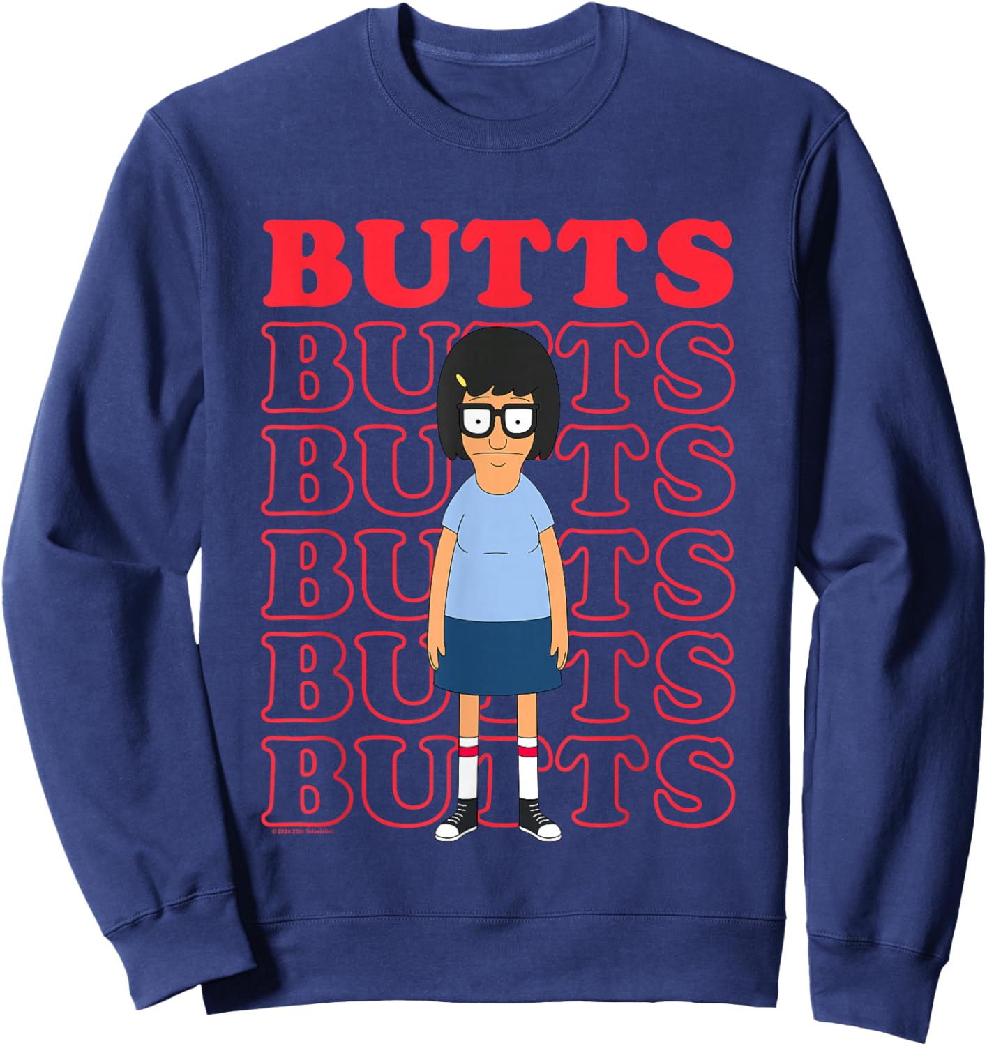Bob's Burgers Tina Likes Butts Logo Stack Sweatshirt - Sweatshirt | Navy