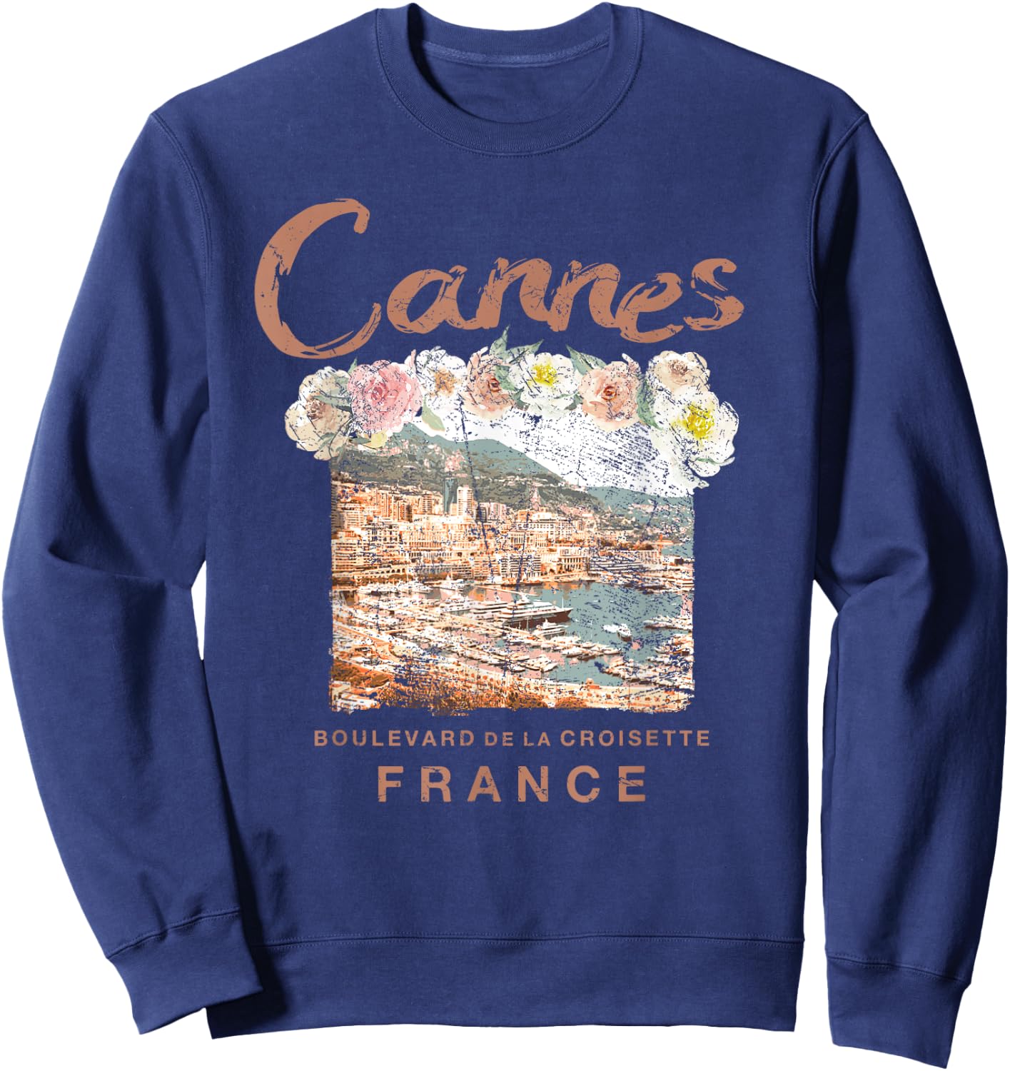 Cannes France French Riviera Festival Vintage T Shirt Sweatshirt - Sweatshirt | Navy