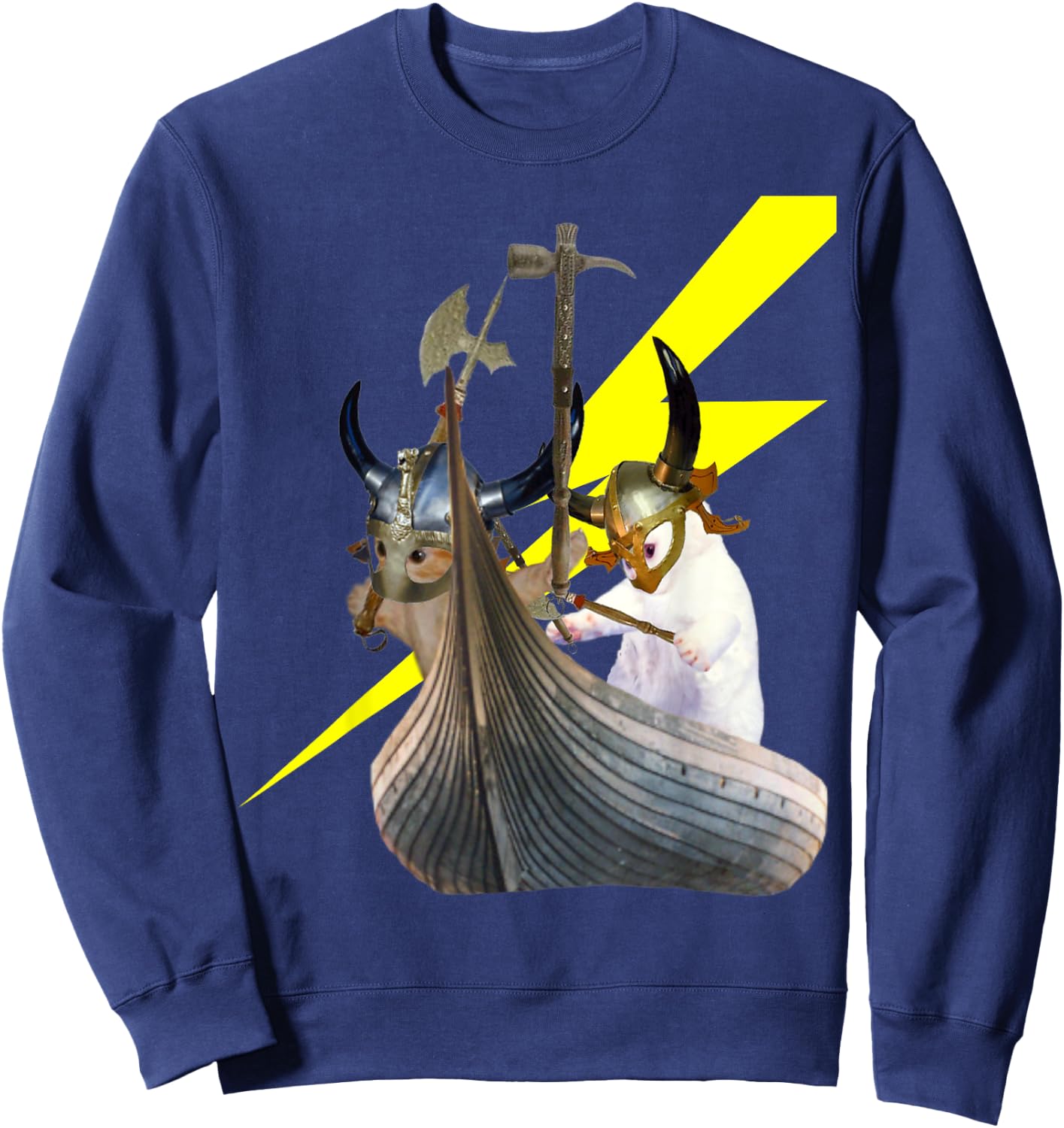 Viking Kittens in their longboat Sweatshirt - Sweatshirt | Navy