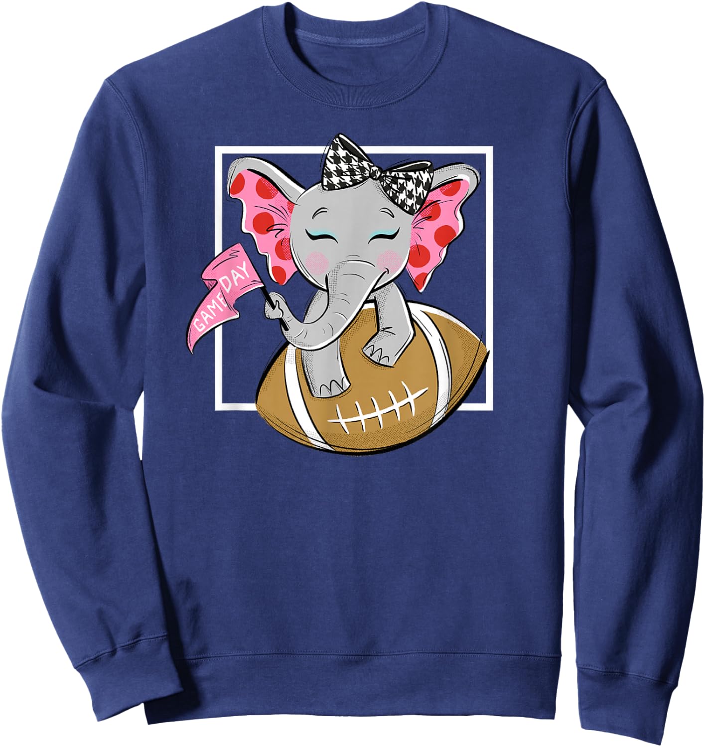 Cute Game Day Elephant Women and Girls Football Sweatshirt - Sweatshirt | Navy