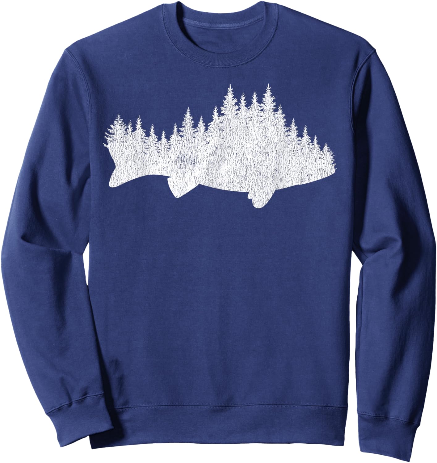 Walleye Fishing Sauger Fisherman Pine Forest Treeline Sweatshirt - Sweatshirt | Navy