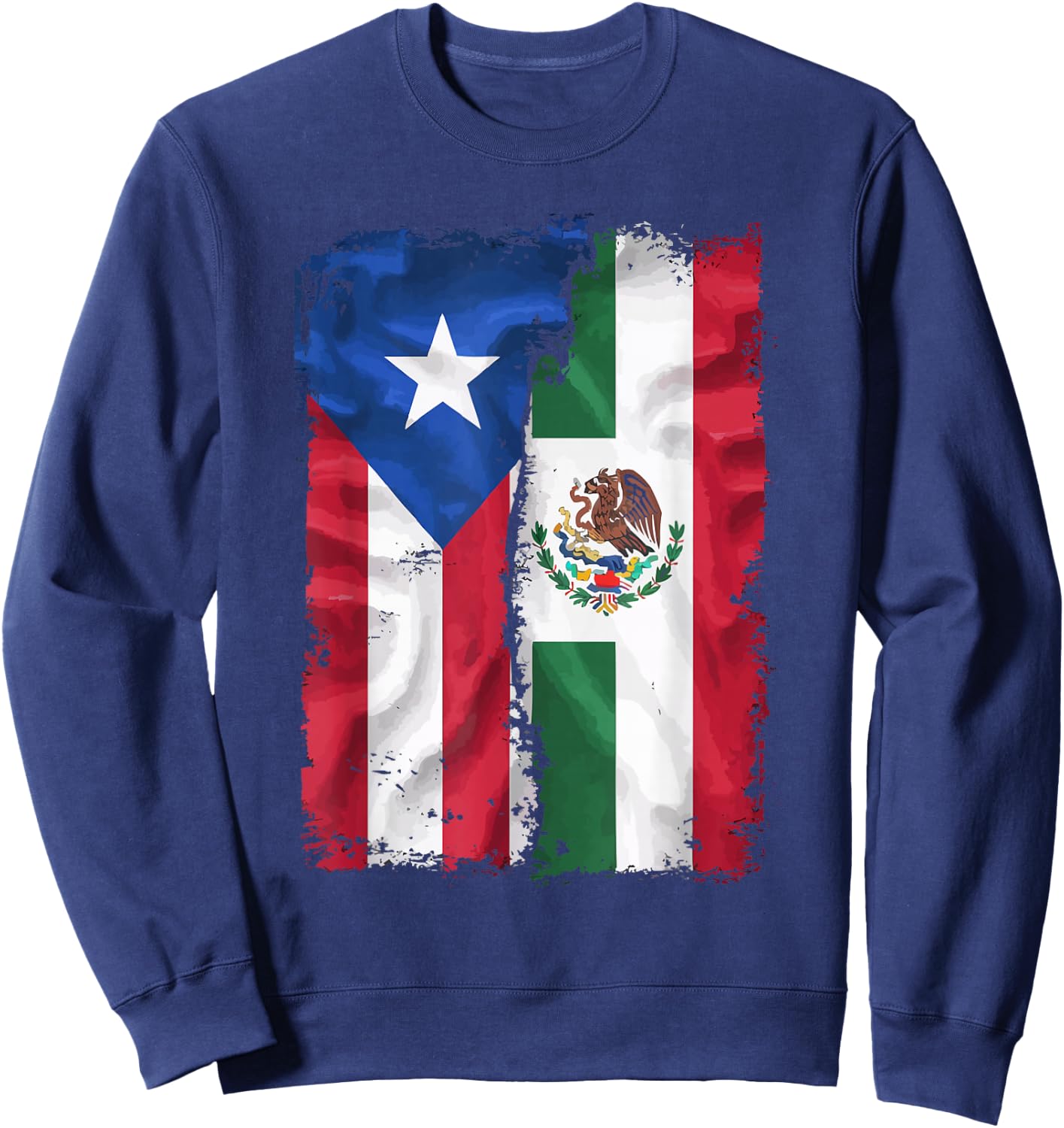 Half Mexican Half Puerto Rican Puerto Rico Flag Mexico Sweatshirt - Sweatshirt | Navy