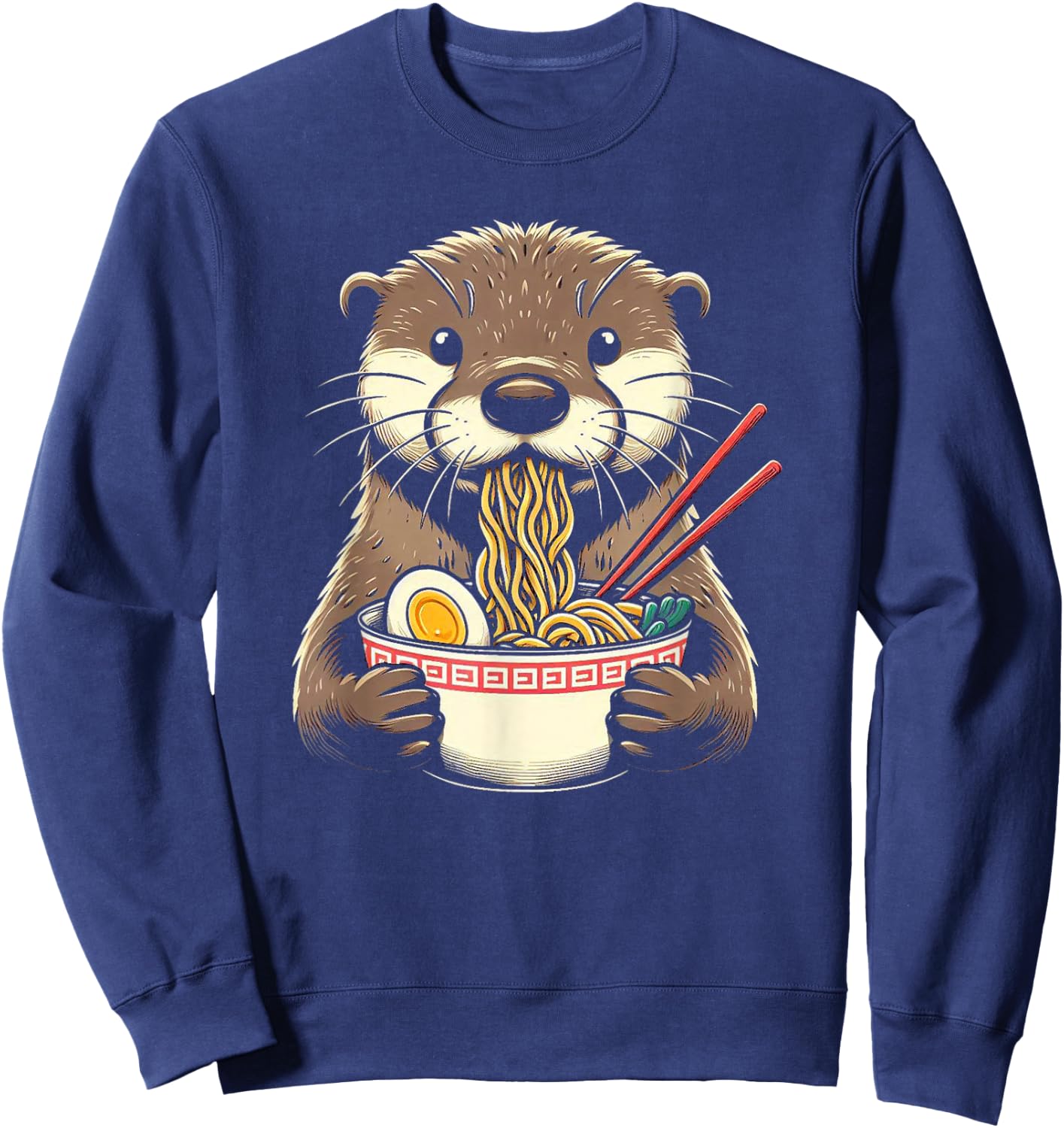 Otter Eating Ramen Japanese Noodles Soup Sweatshirt - Sweatshirt | Navy