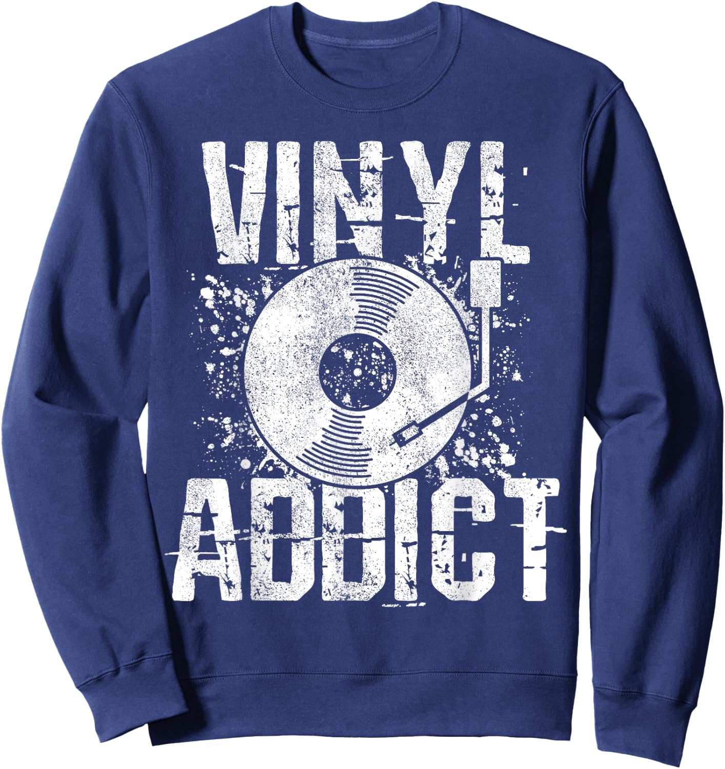 Vinyl Addict Retro Music DJ Old School Sweatshirt - Sweatshirt | Navy