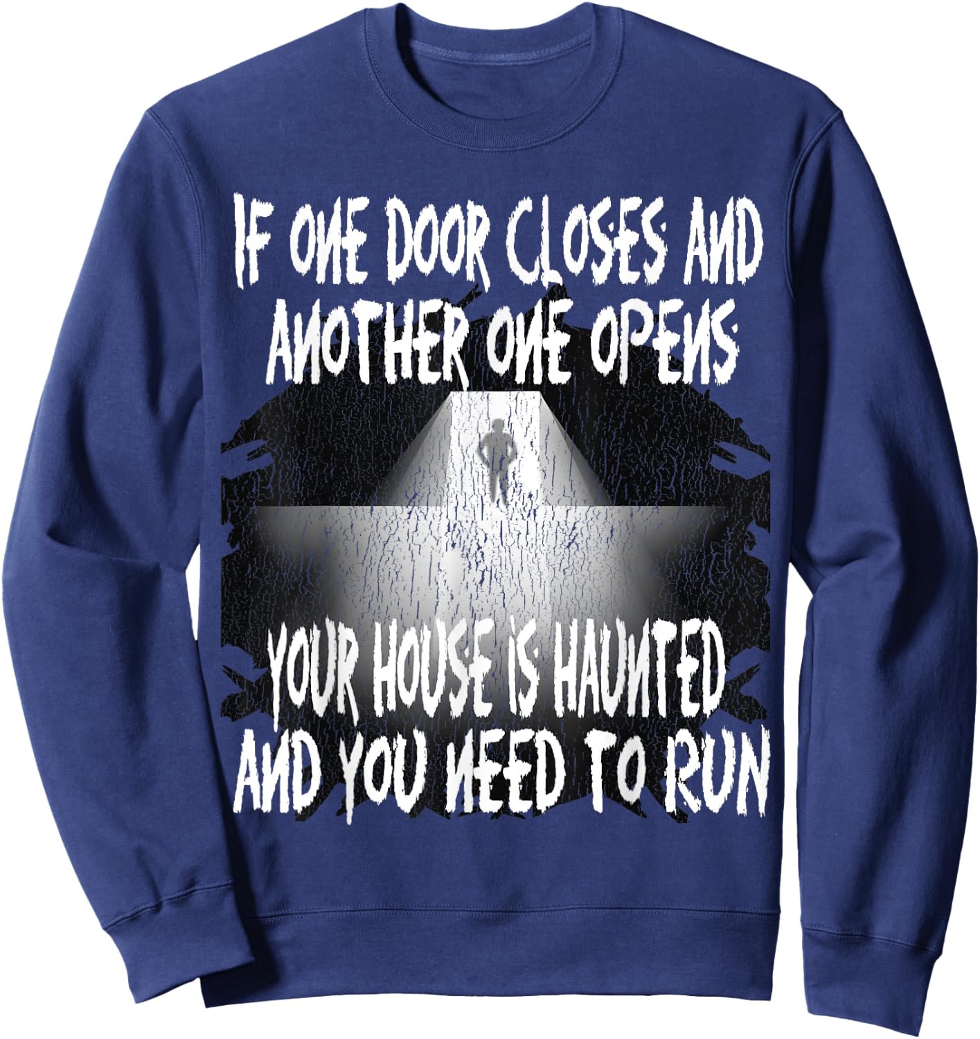Funny Haunted Ghost House Supernatural Paranormal Halloween Sweatshirt - Sweatshirt | Navy