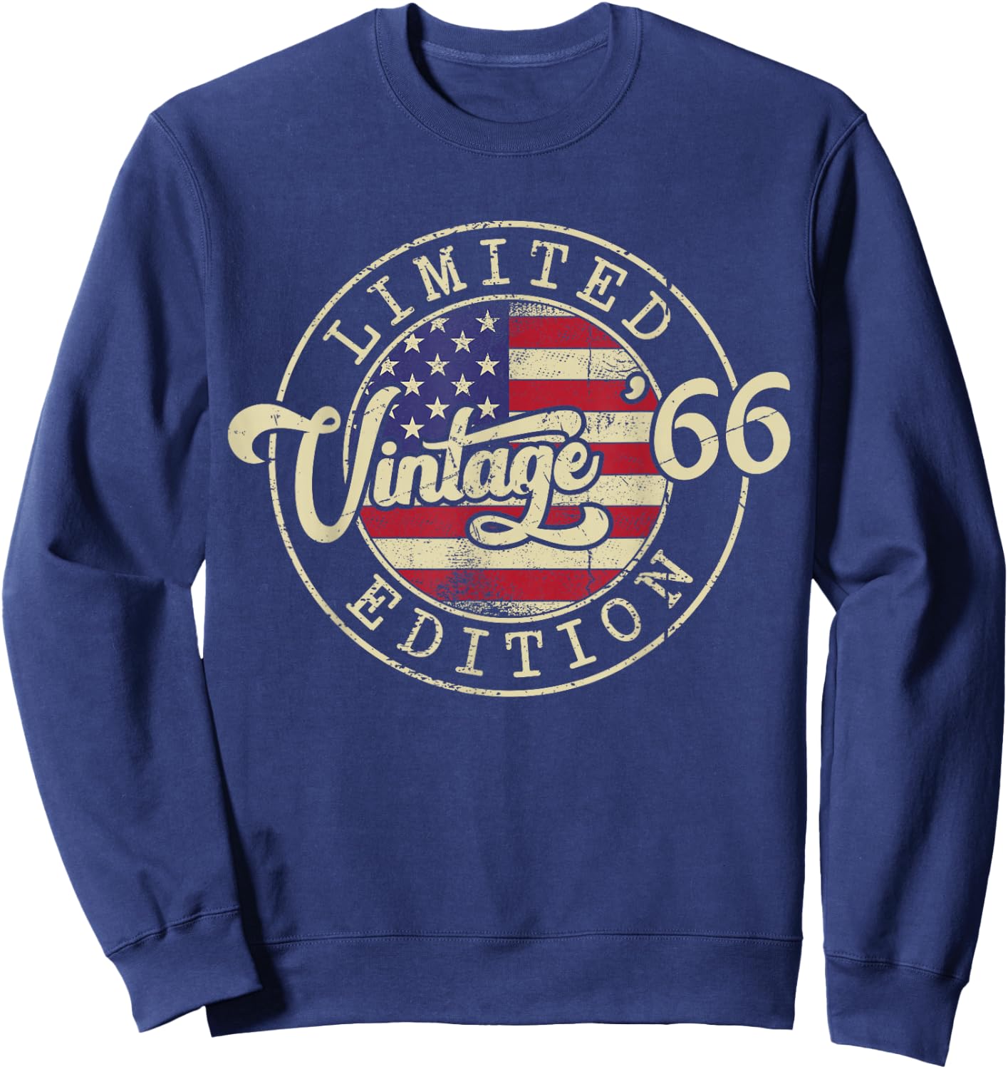 Vintage 1966 US Flag 60 Year Old 60th Birthday Men Women Sweatshirt - Sweatshirt | Navy